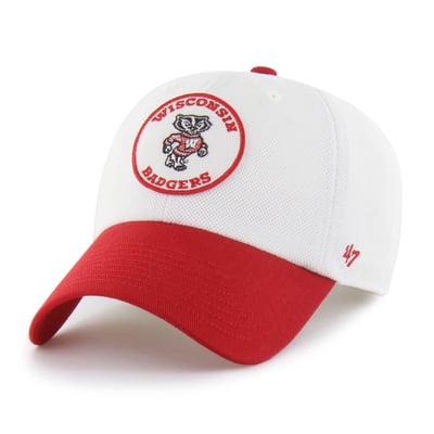 Wisconsin Badgers '47 Unisex Pique Patch Clean Up Adjustable Hat - White/Red