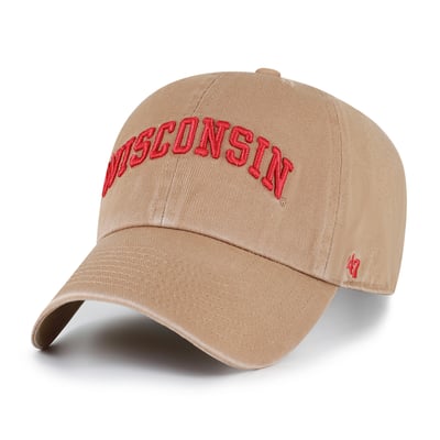 Wisconsin Badgers '47 Unisex Vault Clean Up Adjustable Hat - Khaki