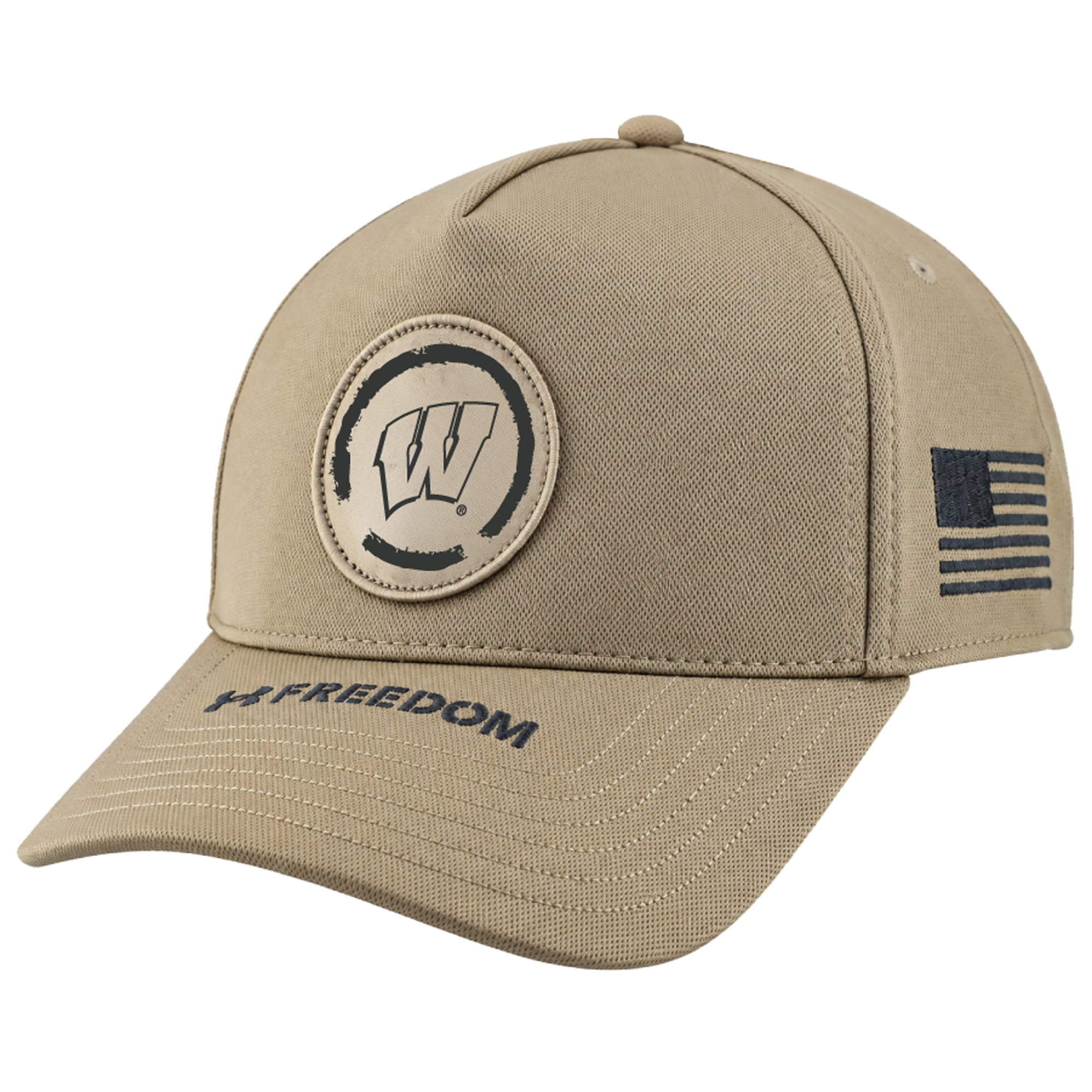 Casquette unisexe Under Armour beige Wisconsin Badgers Freedom Blitzing à monture ajustable