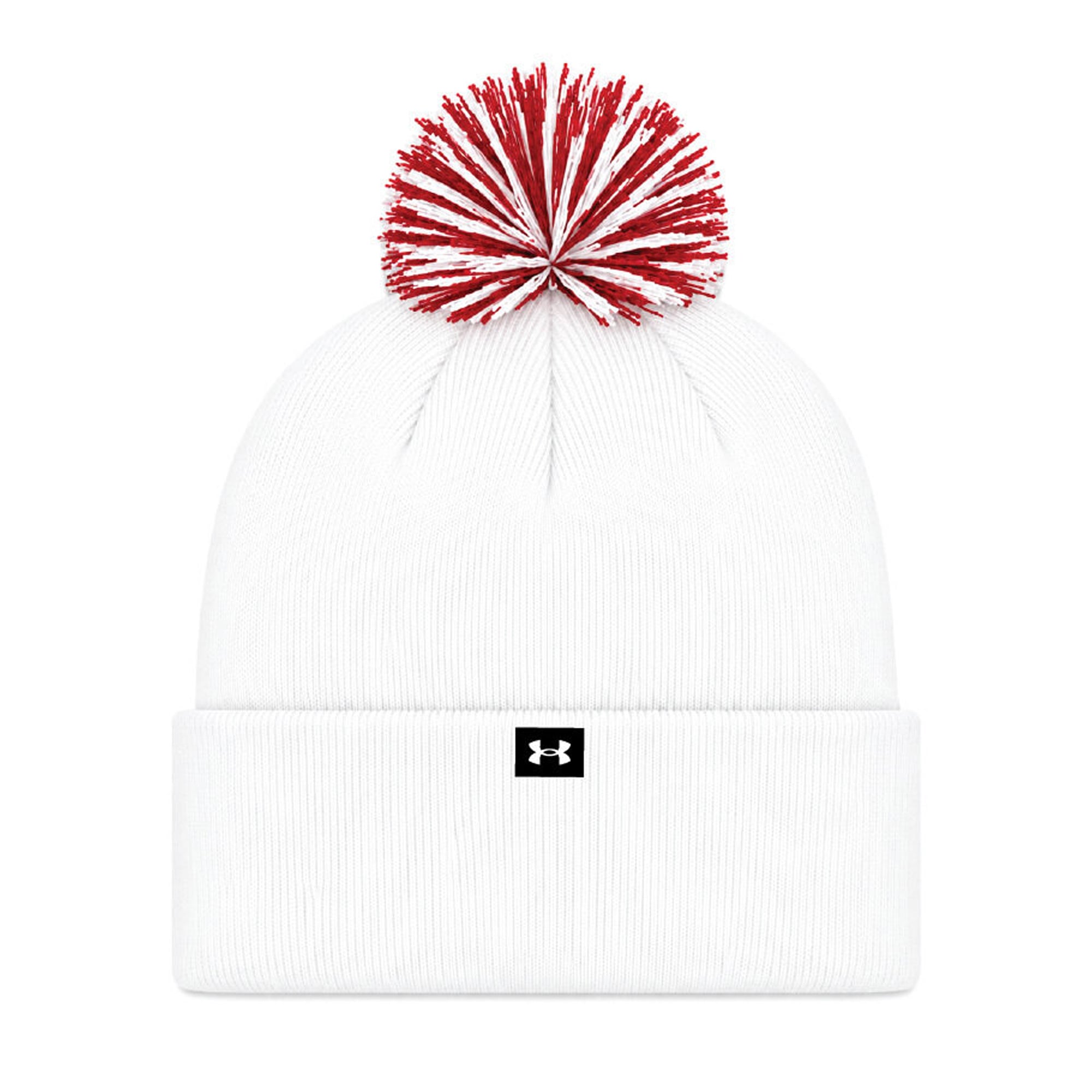 Bonnet unisexe Under Armour Wisconsin Badgers blanc à revers et pompon