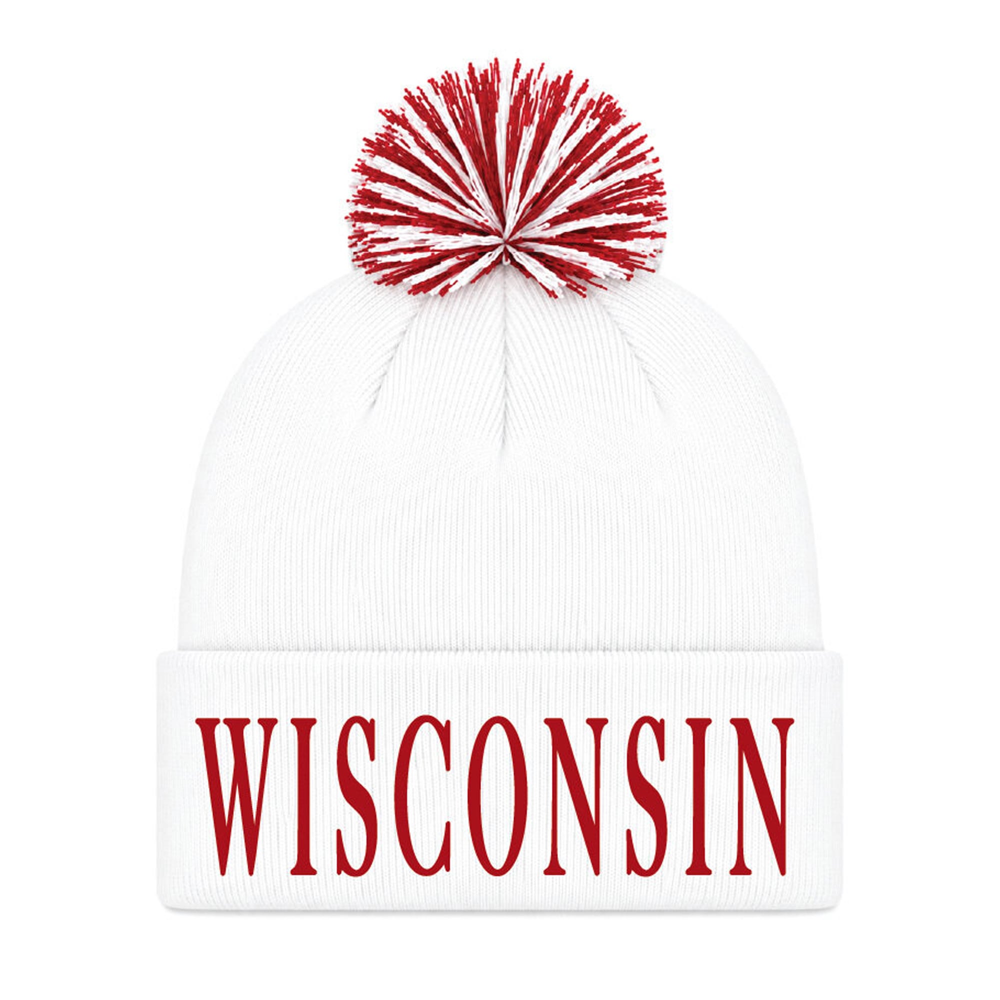Bonnet unisexe Under Armour Wisconsin Badgers blanc à revers et pompon