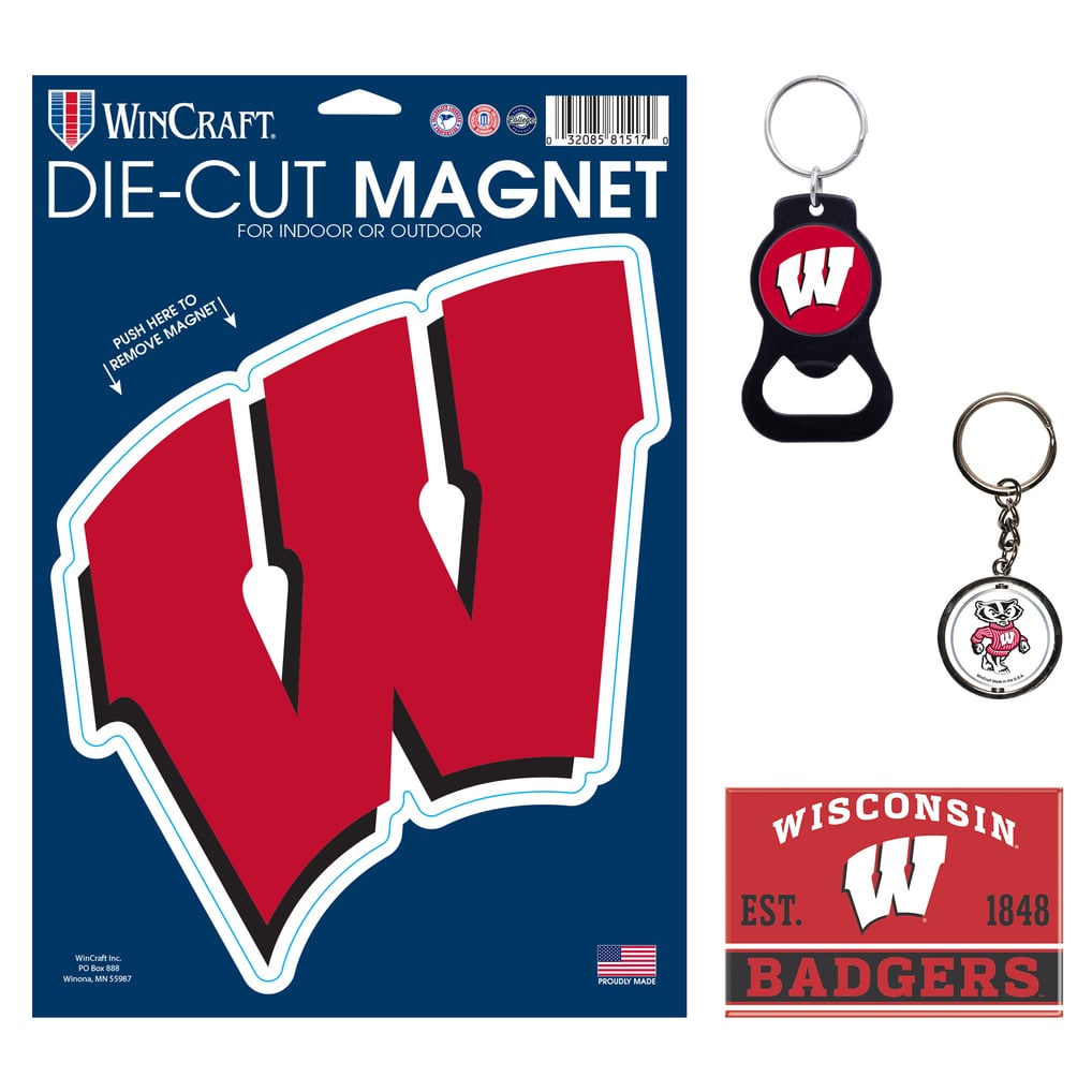 Wisconsin Badgers WinCraft 4-Pack Key Rings and Magnets Set