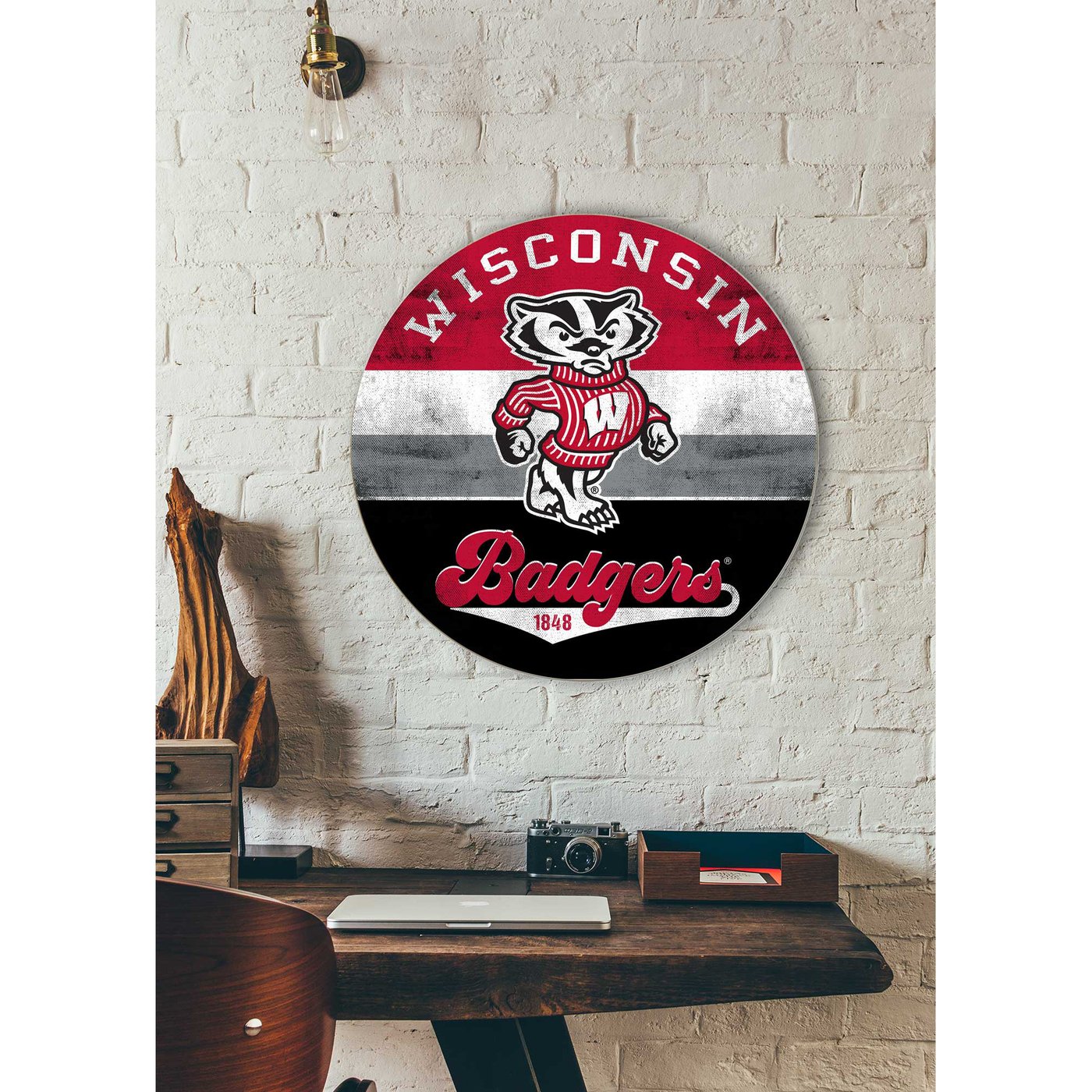 Wisconsin Badgers 20'' x 20'' Retro Logo Circle Sign