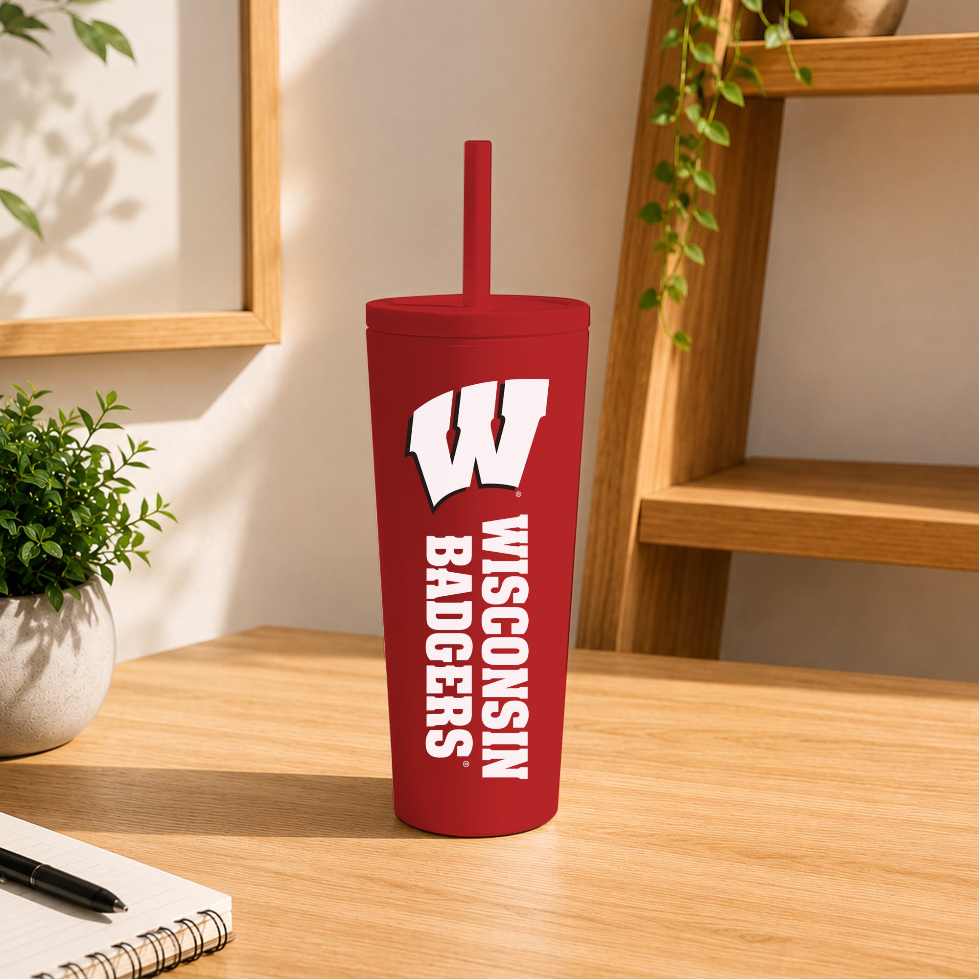 Gobelet isotherme à paille anti-déversement Wisconsin Badgers de 710 ml (24 oz)