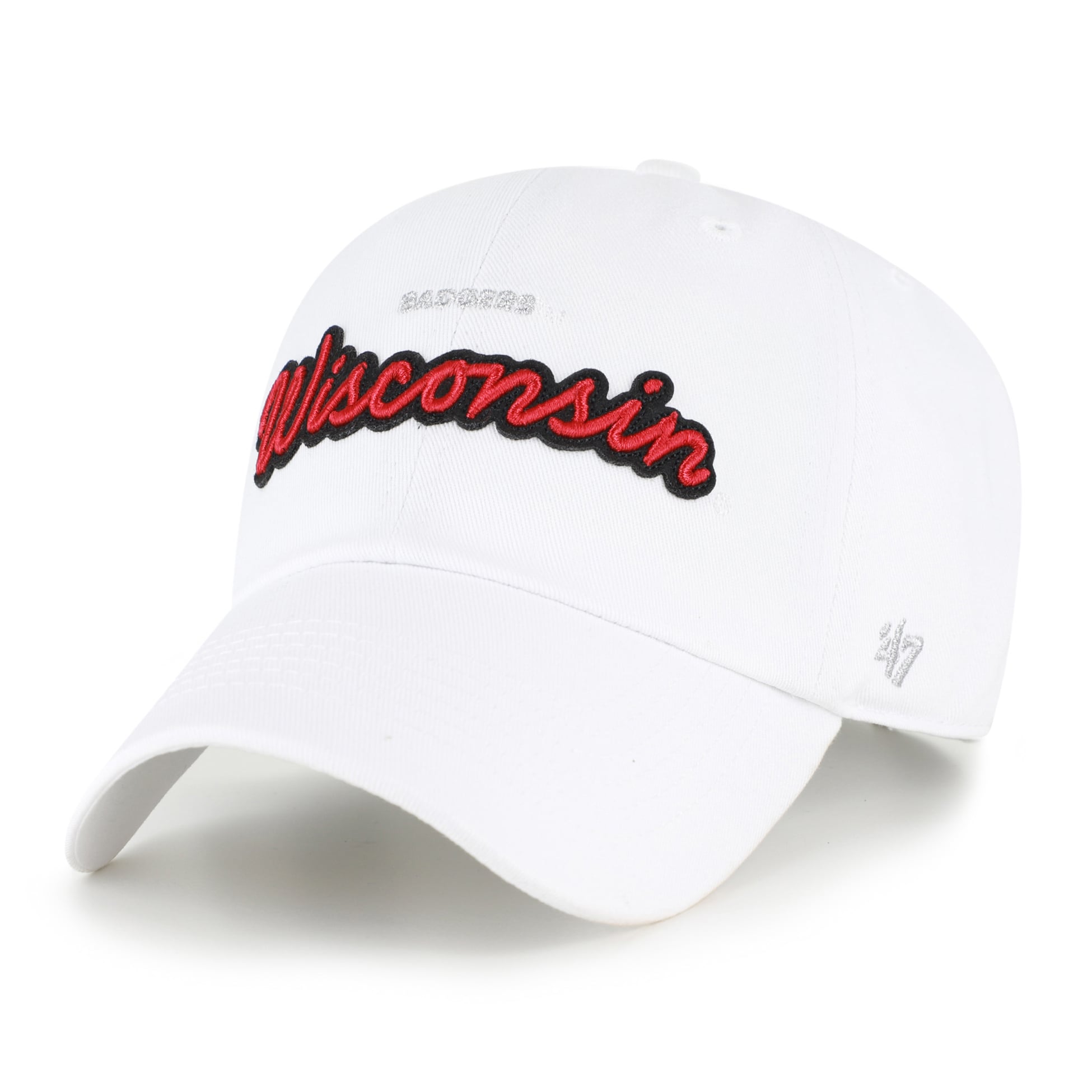 Women's '47 White Wisconsin Badgers Trendy Script Clean Up Adjustable Hat