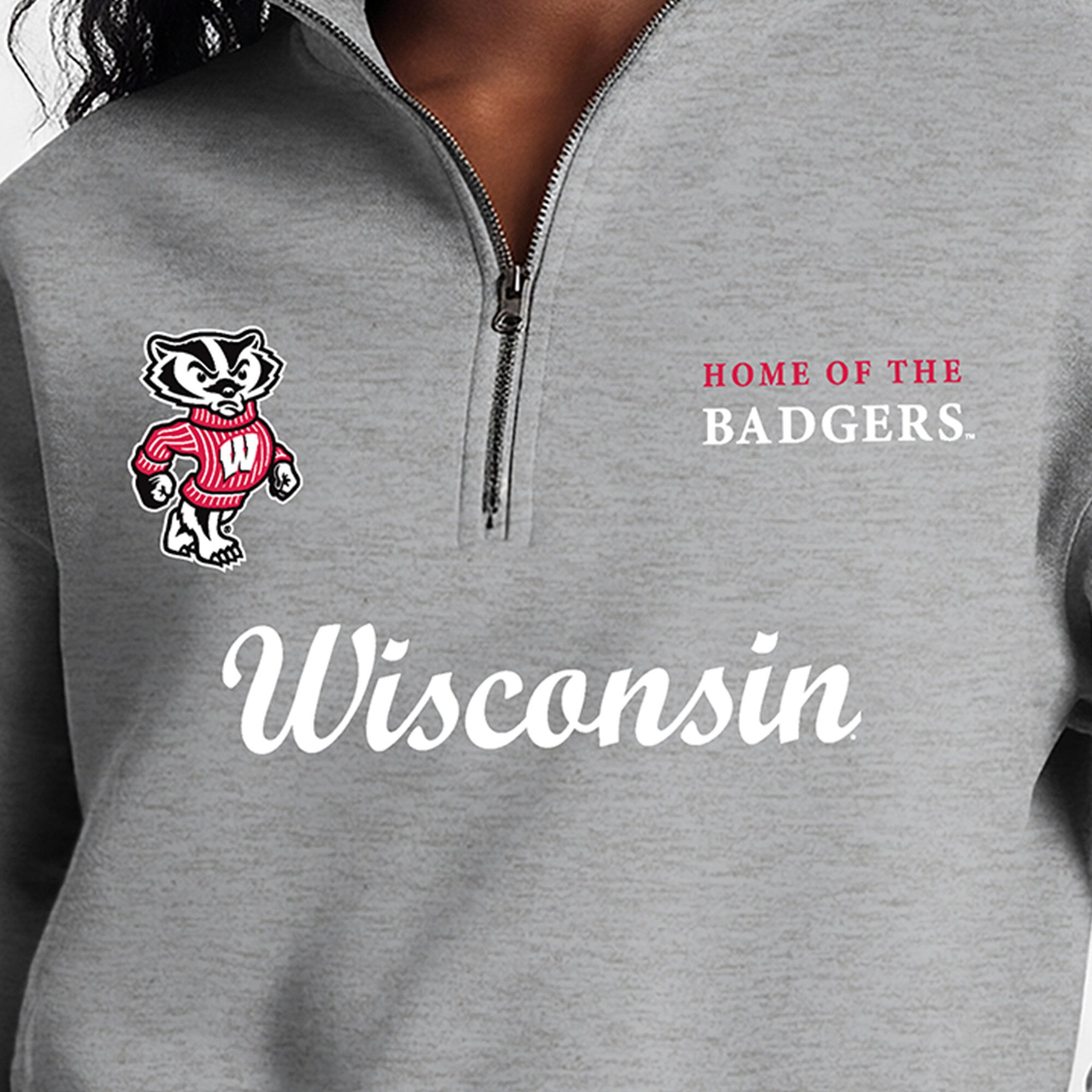 Women's Champion Gray Wisconsin Badgers Academic Triumph Quarter-Zip Tri-Blend Pullover