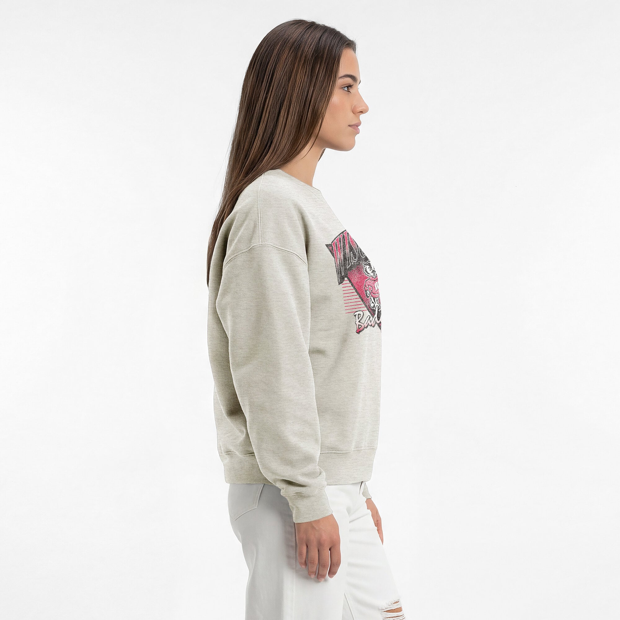 Women's Champion Oatmeal Wisconsin Badgers All-Star Weave Sweatshirt