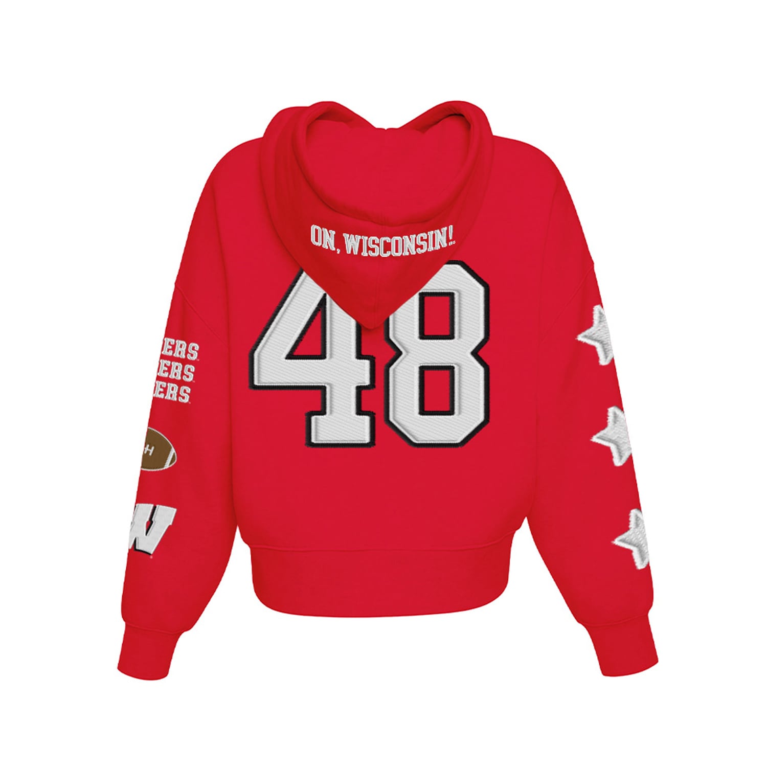 Sweat à capuche court Hype and Vice pour femmes, rouge Wisconsin Badgers