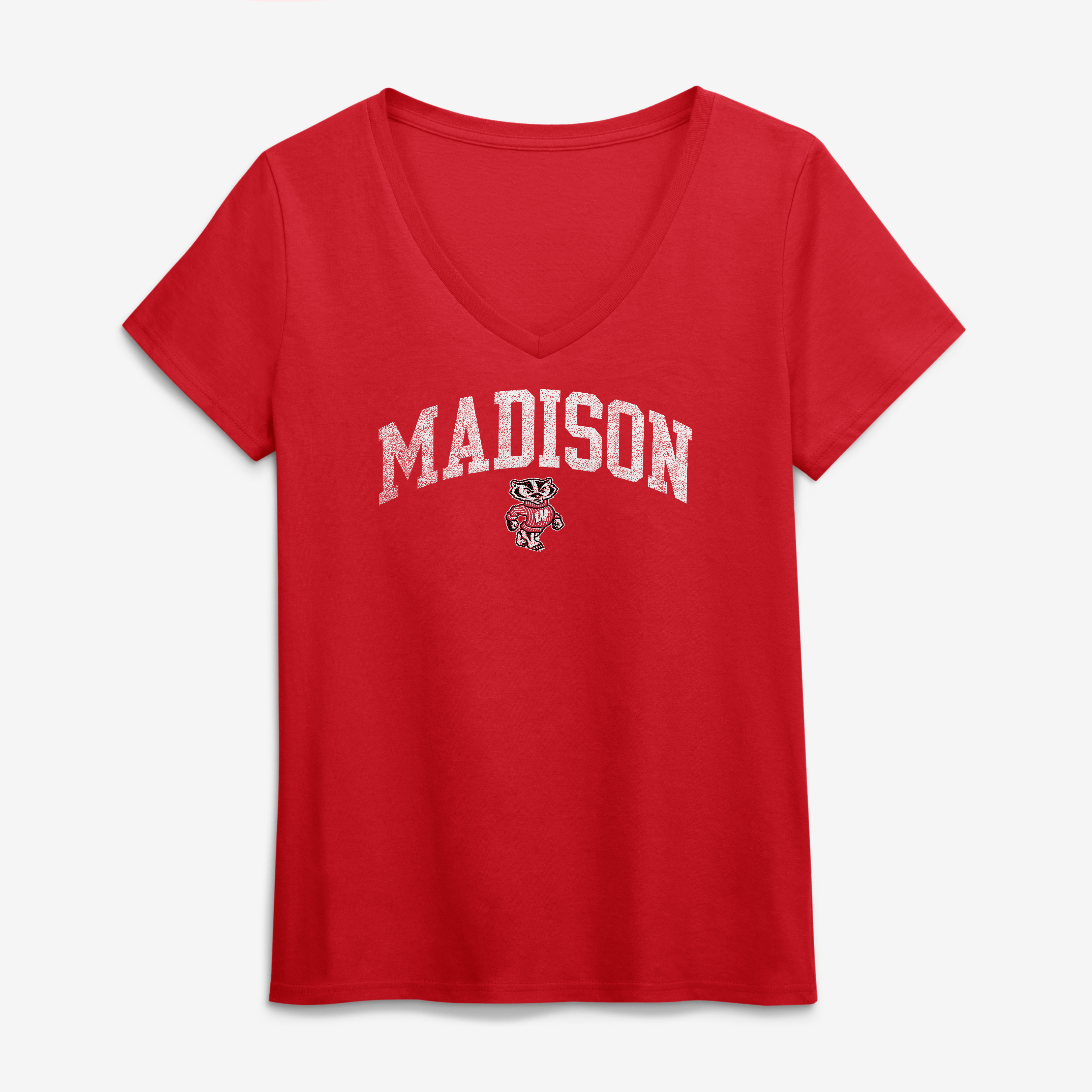Women's Logo Athletic Red Wisconsin Badgers Team V-Neck T-Shirt