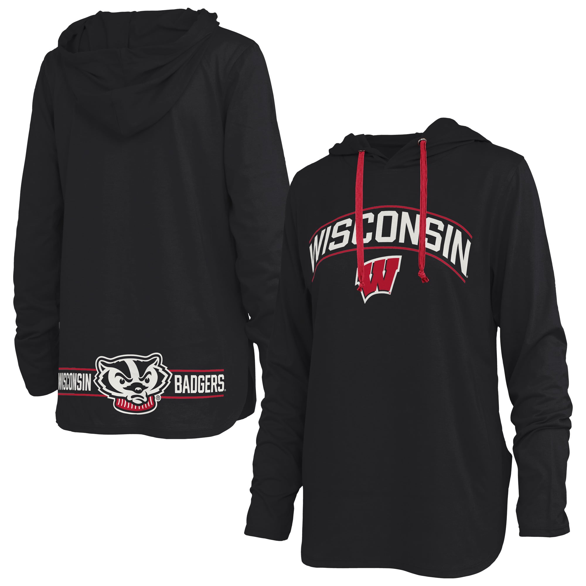 T-shirt à capuche manches longues Allie des Wisconsin Badgers de Pressbox Black pour femmes