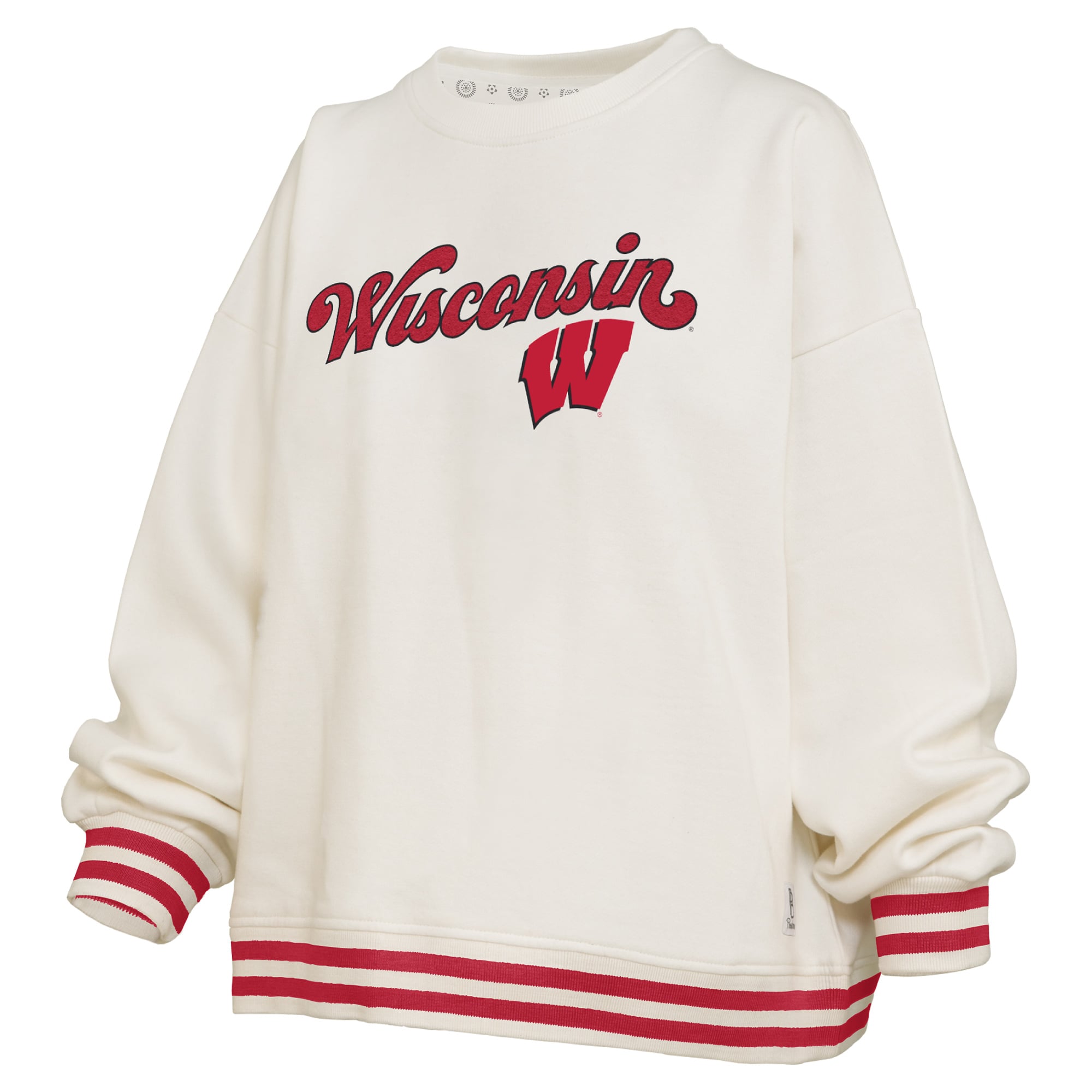 Sweat-shirt côtelé en chenille crème Wisconsin Badgers Bonanza pour femme de Pressbox