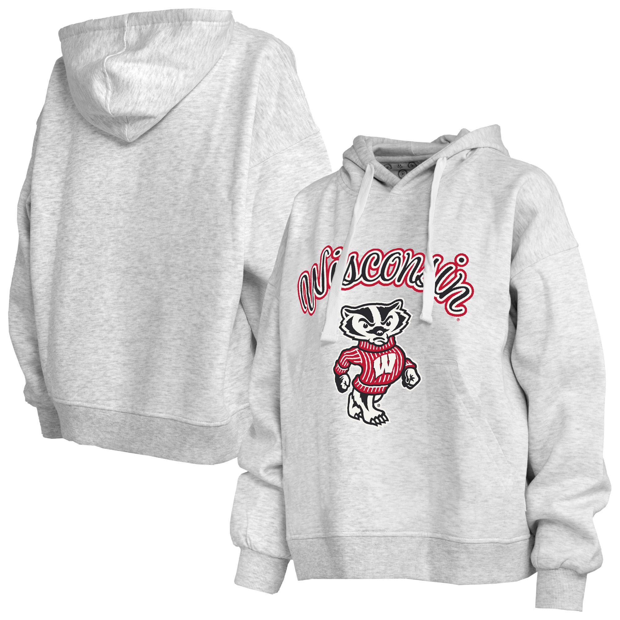 Sweat à capuche Janise gris chiné pour femme de Pressbox Wisconsin Badgers