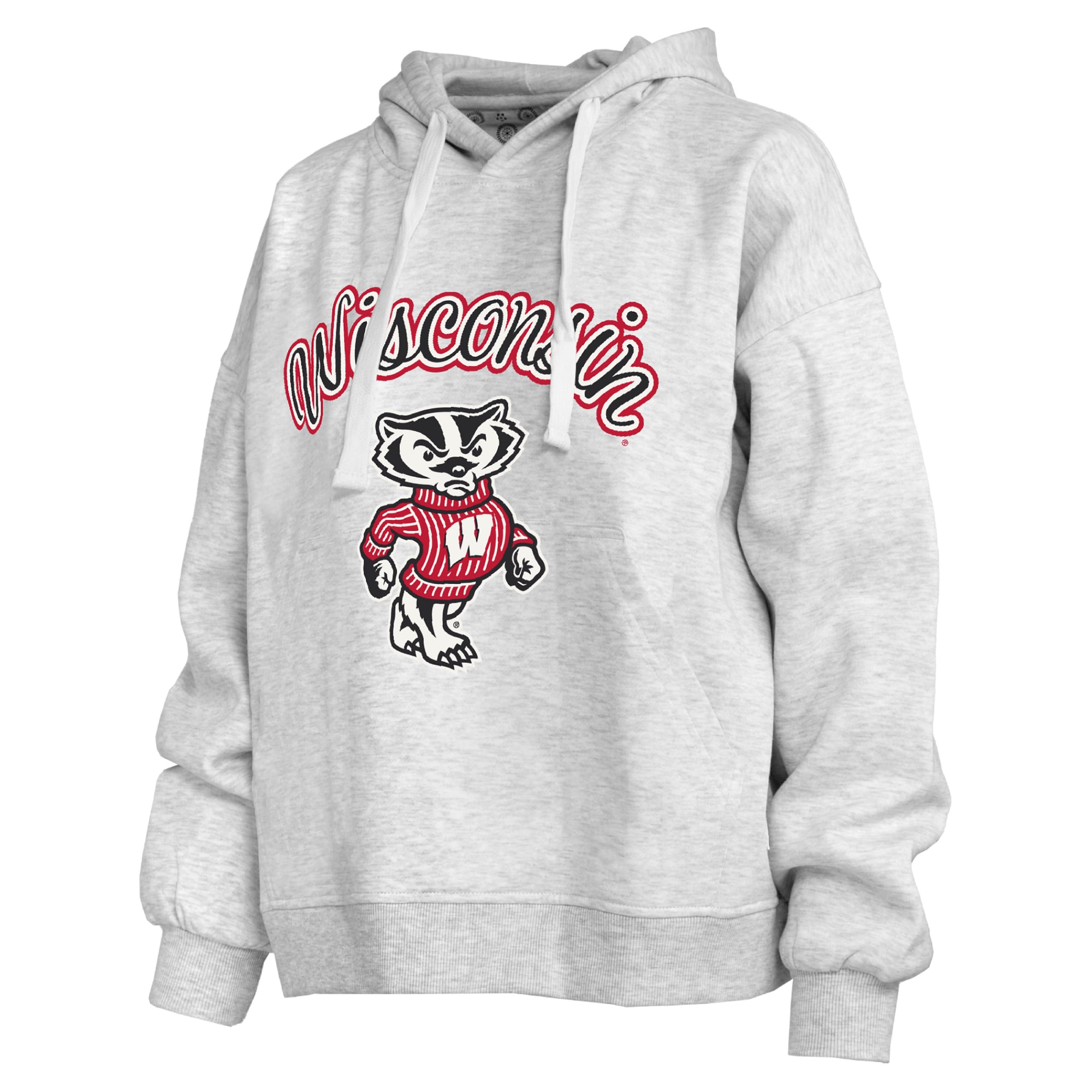 Sweat à capuche Janise gris chiné pour femme de Pressbox Wisconsin Badgers
