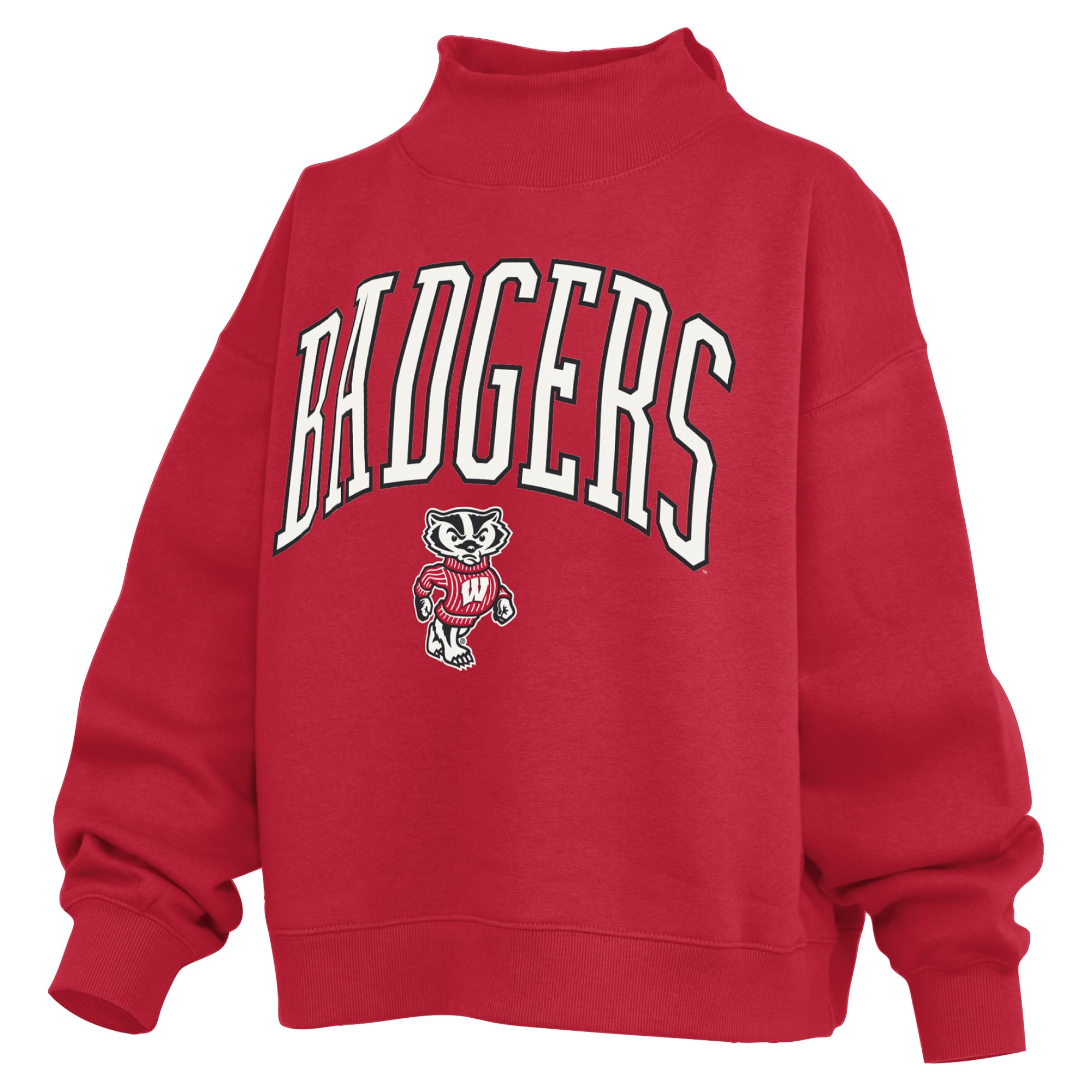 Sweat-shirt à col montant oversize en polaire rouge Pressbox Wisconsin Badgers pour femme