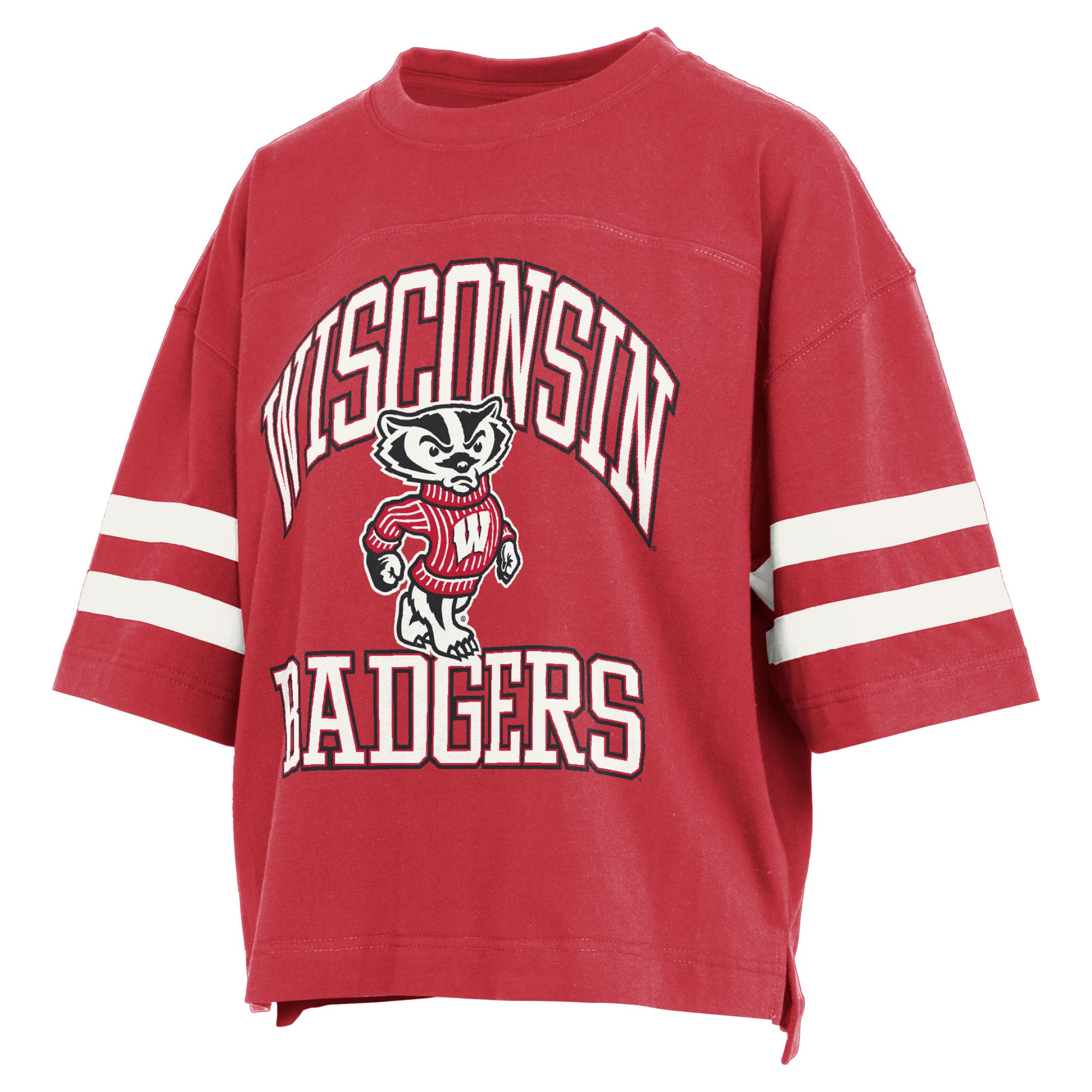 T-shirt court rouge Pressbox pour femmes, Wisconsin Badgers, Wayne Tyler