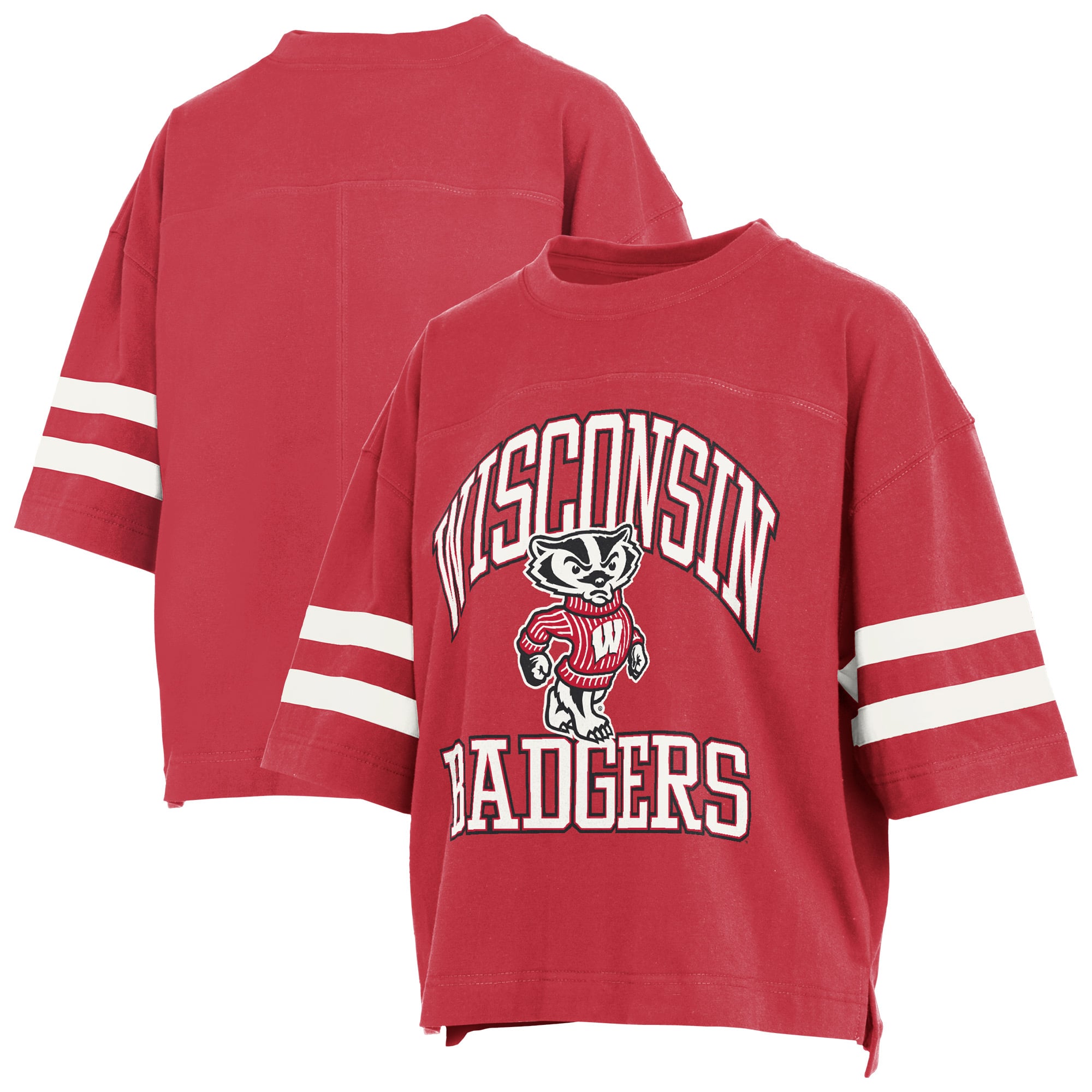 T-shirt court rouge Pressbox pour femmes, Wisconsin Badgers, Wayne Tyler