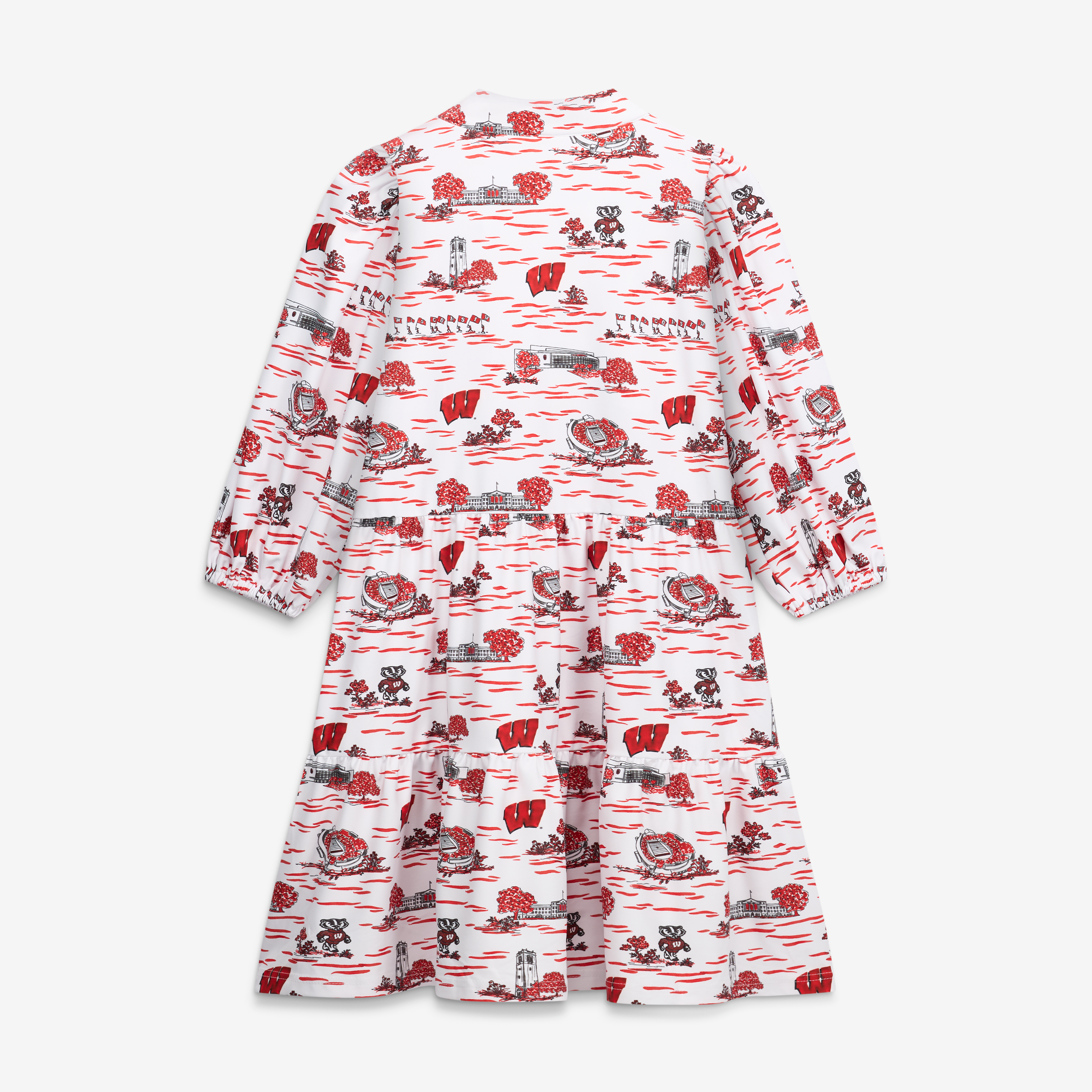 Women's Smith & Quinn White Wisconsin Badgers 3/4 Sleeve Toile Tory Dress