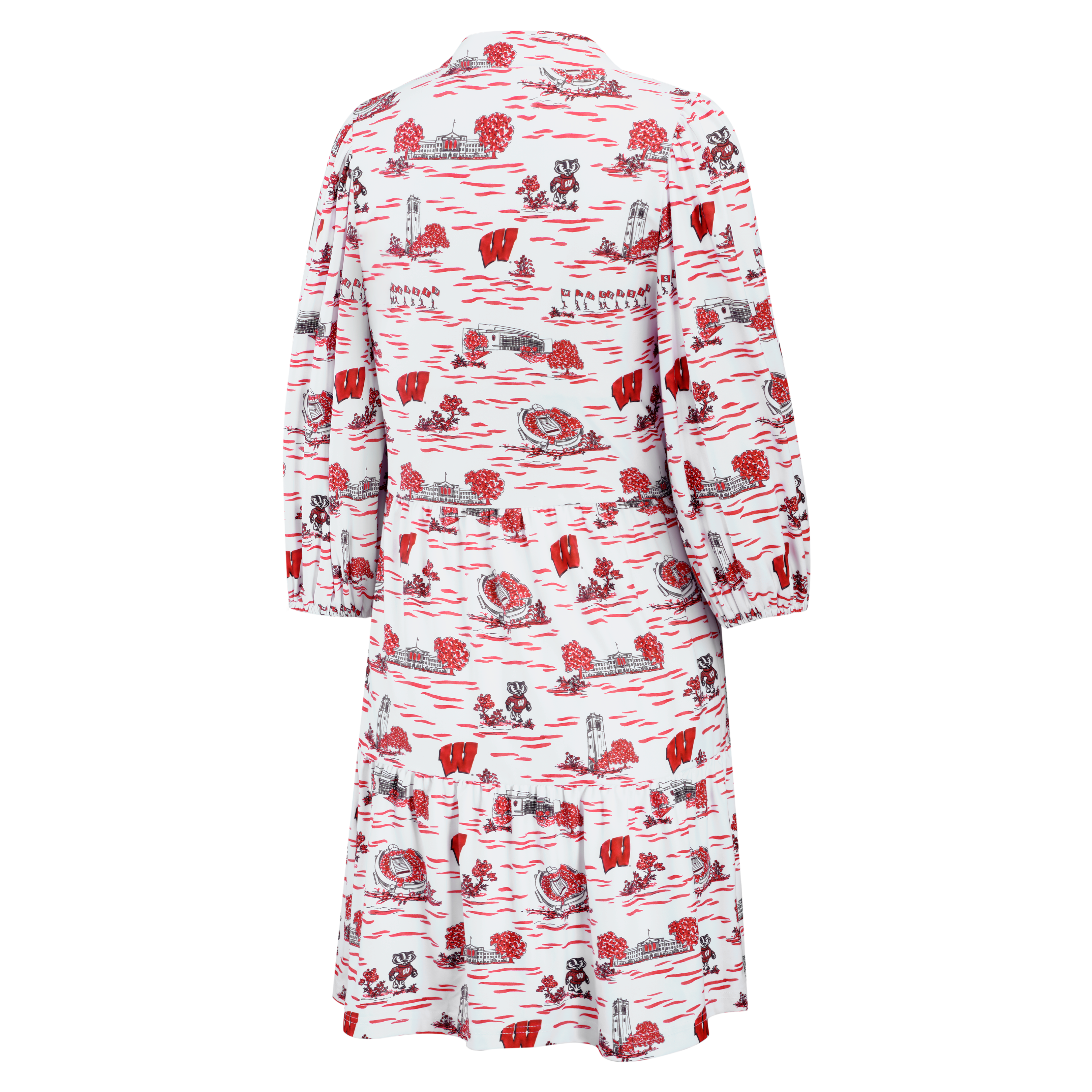 Women's Smith & Quinn White Wisconsin Badgers 3/4 Sleeve Toile Tory Dress