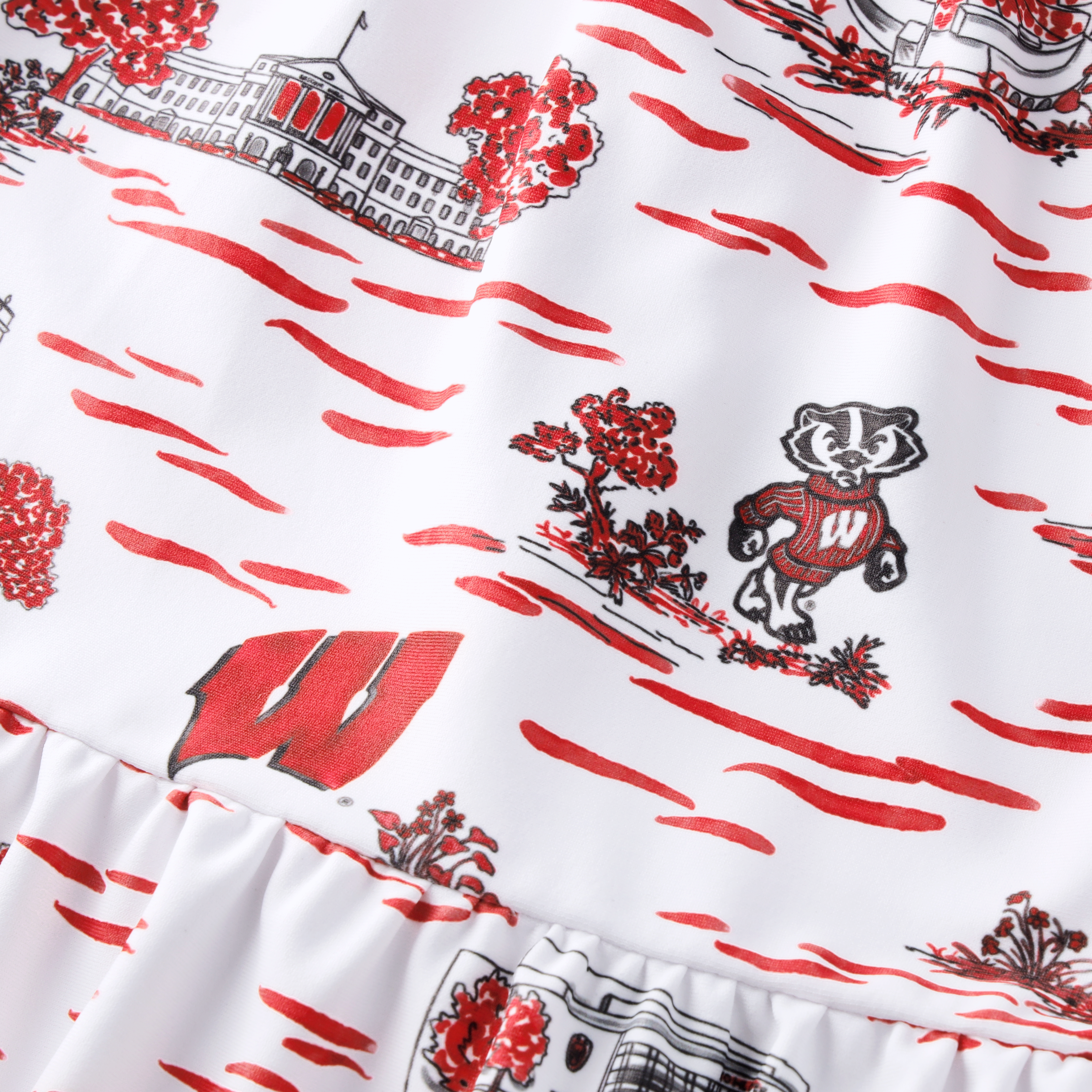 Women's Smith & Quinn White Wisconsin Badgers 3/4 Sleeve Toile Tory Dress