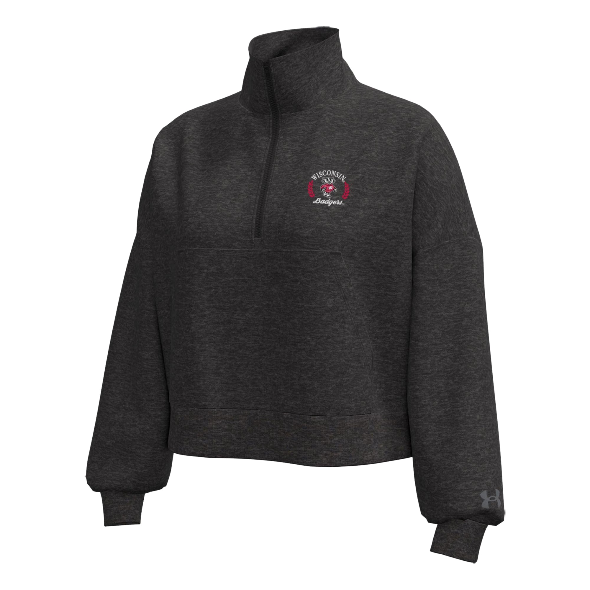 Veste polaire demi-zip Under Armour Heather Black Wisconsin Badgers Icon pour femme