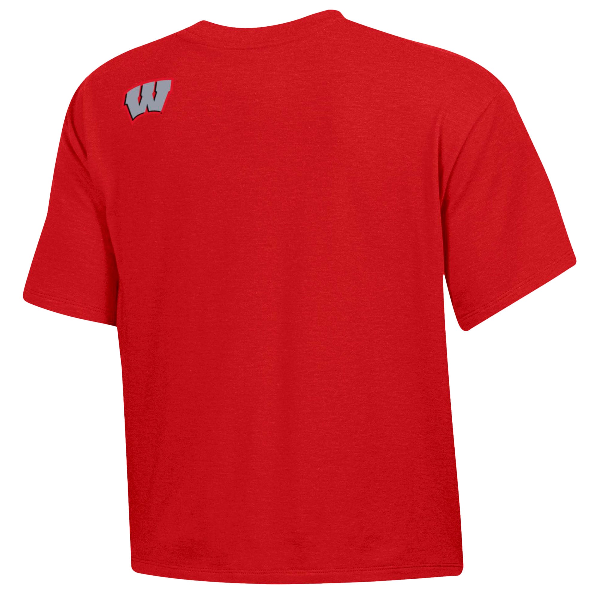 T-shirt Under Armour rouge Wisconsin Badgers 2026 Lambeau Field Collection pour femme, coupe carrée, en mélange de trois matières.