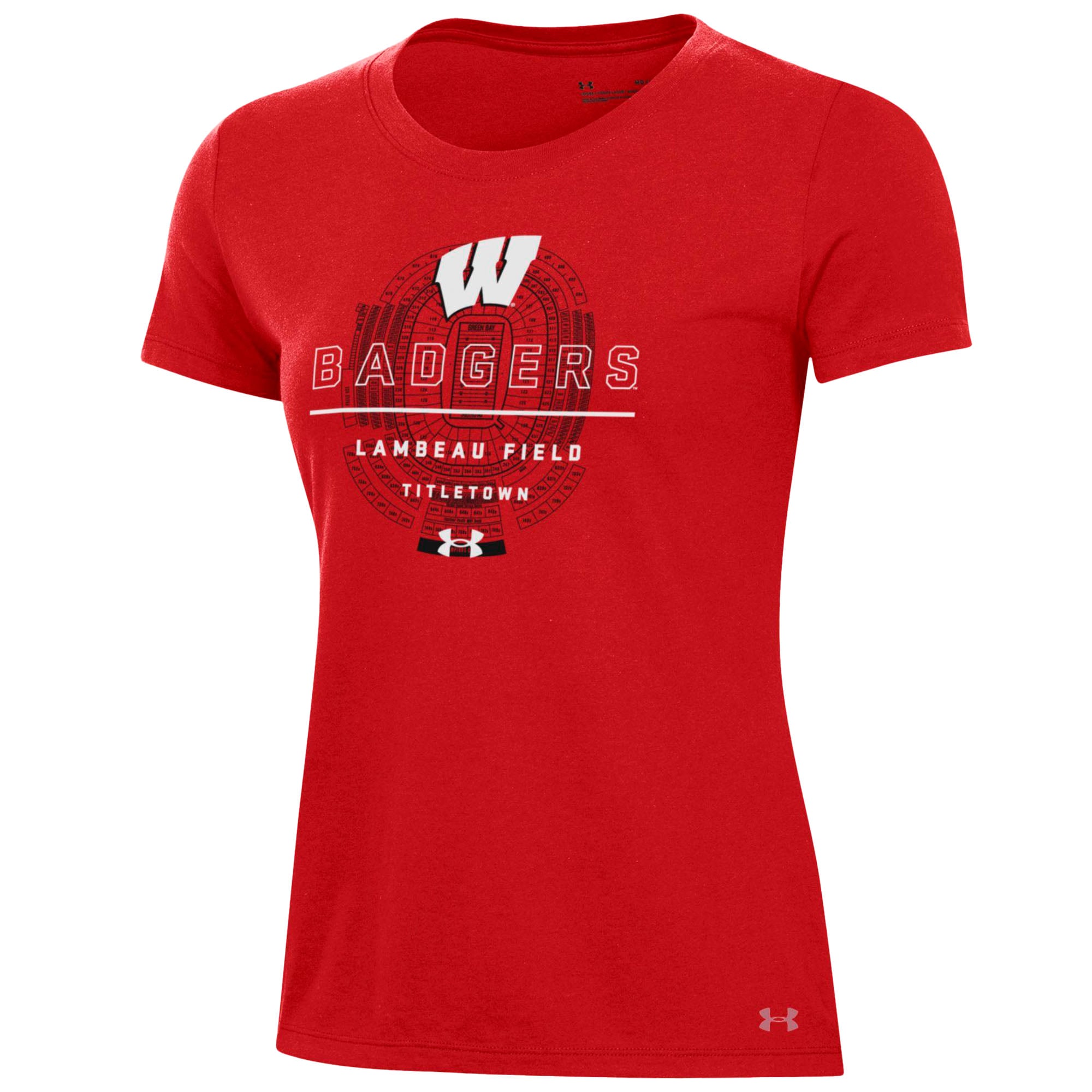 Women's Under Armour Red Wisconsin Badgers 2026 Lambeau Field Collection Performance Overlay T-Shirt