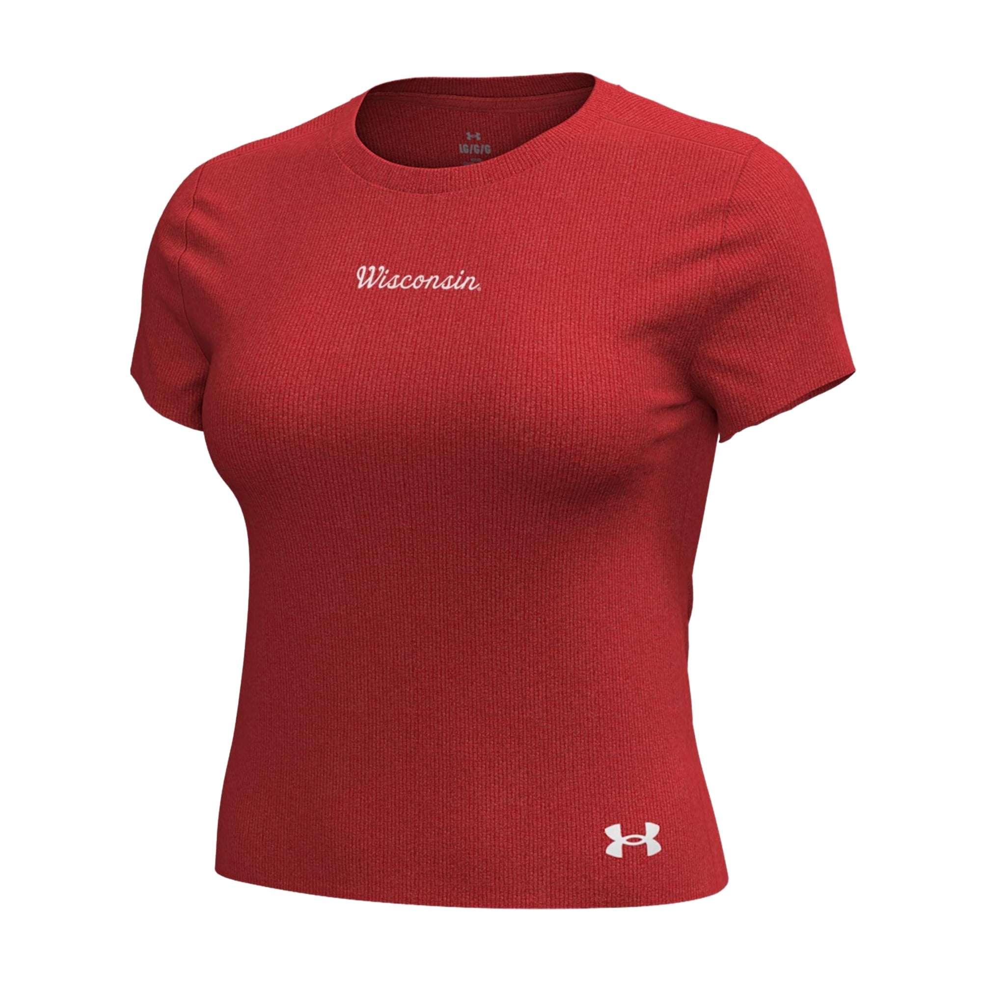 T-shirt Under Armour rouge Wisconsin Badgers Mercer pour femmes