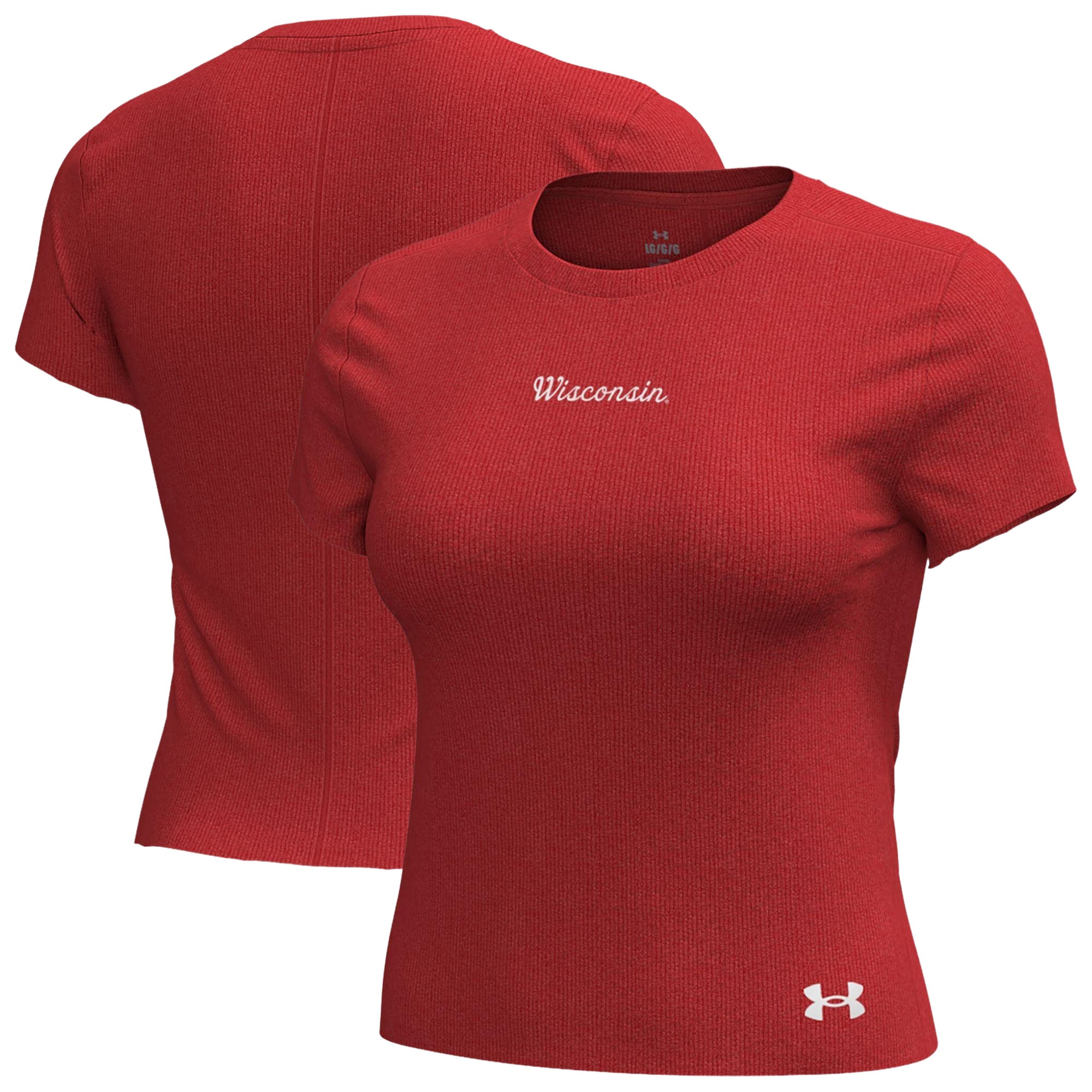 T-shirt Under Armour rouge Wisconsin Badgers Mercer pour femmes