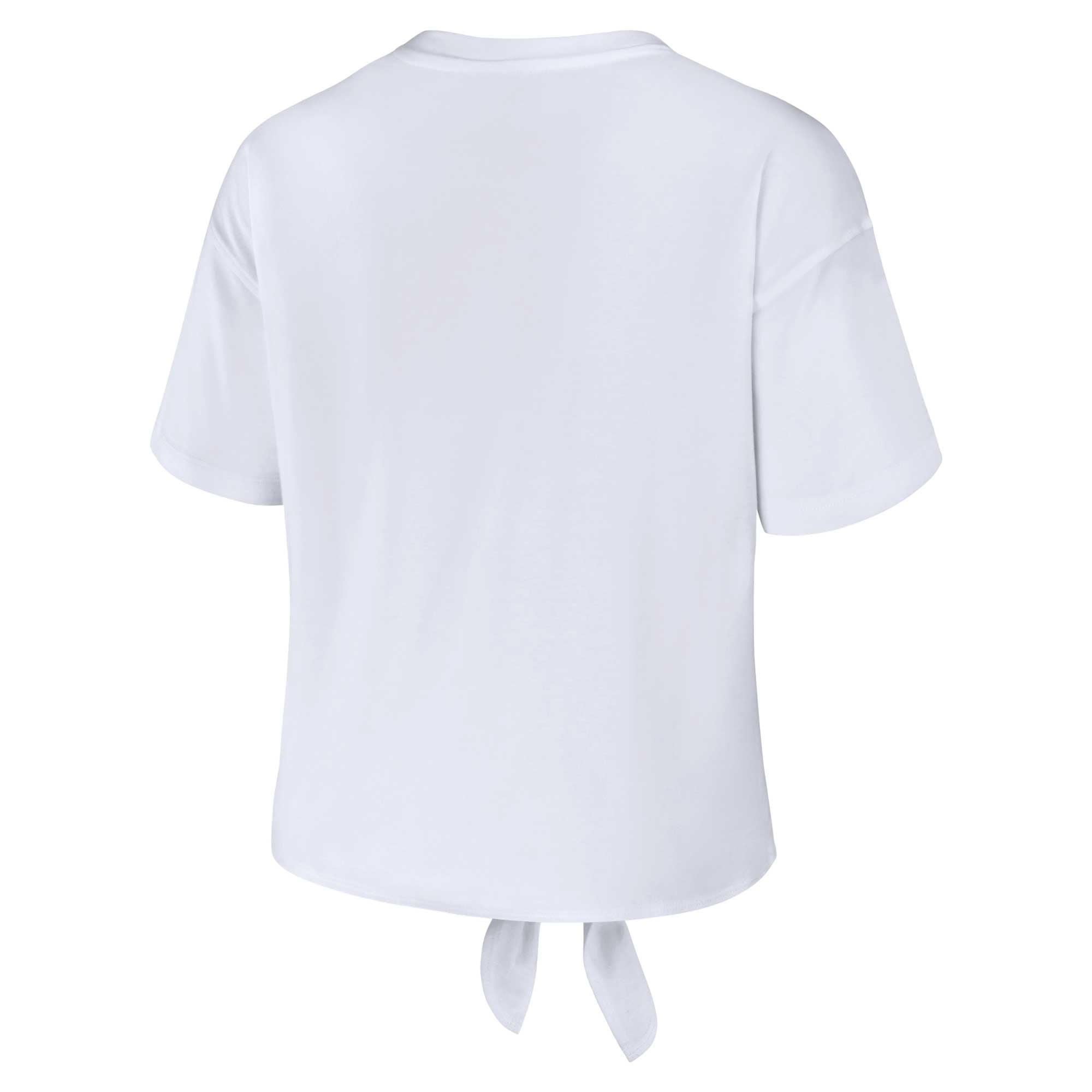 WEAR by Erin Andrews - T-shirt court rayé blanc avec nœud sur le devant Wisconsin Badgers pour femmes
