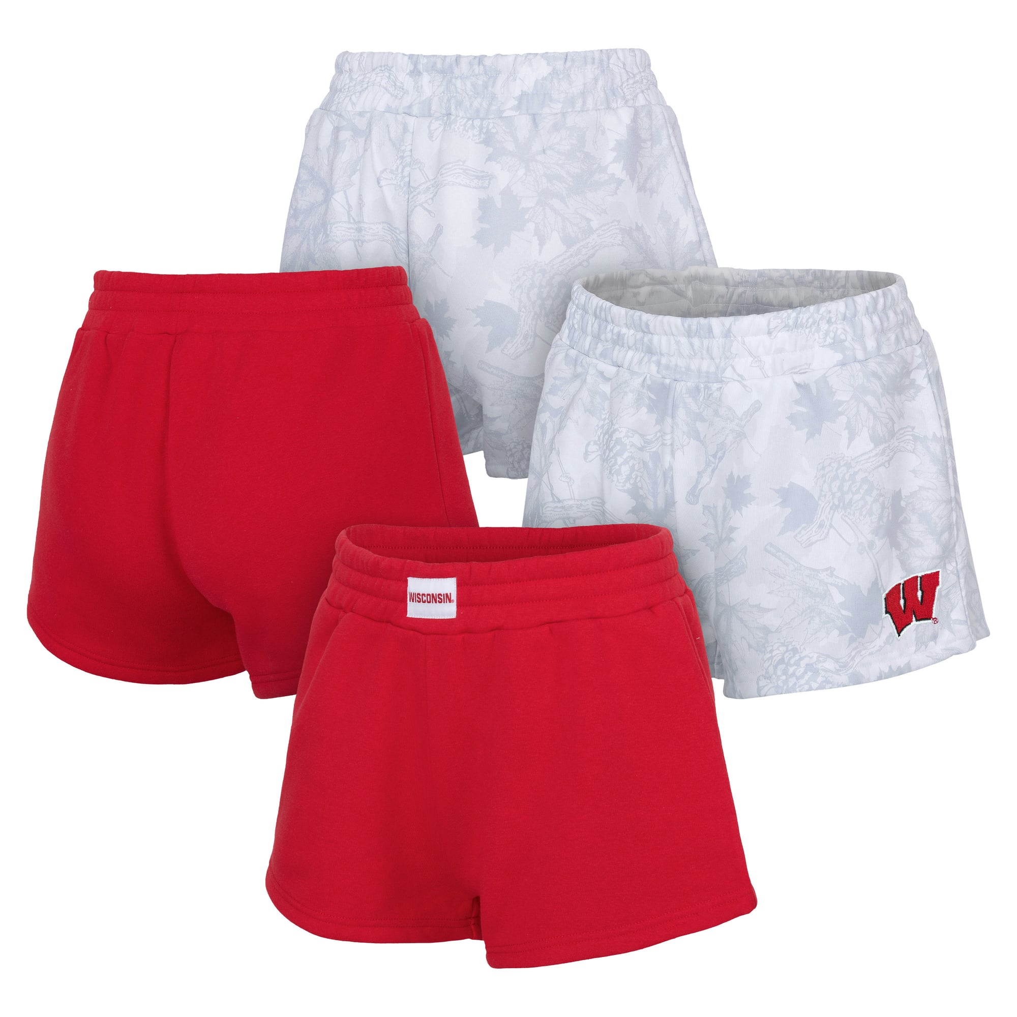 Women's ZooZatz  Red/Gray Wisconsin Badgers Two-Pack Knockout Shorts Set