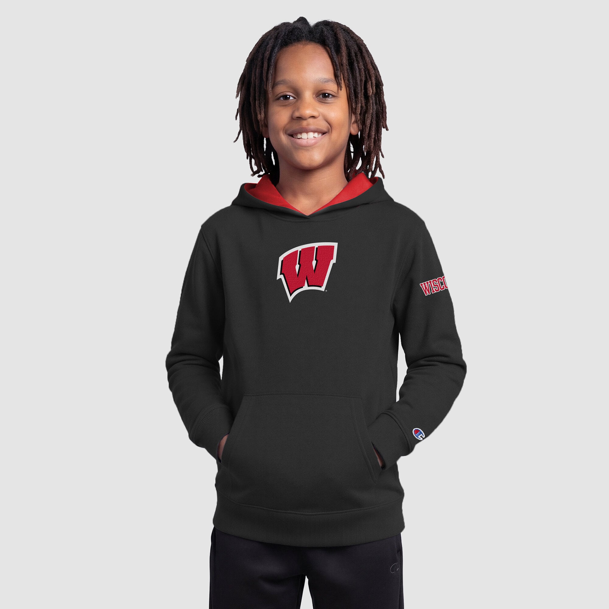 Sweat à capuche en polaire Youth Champion Red Wisconsin Badgers