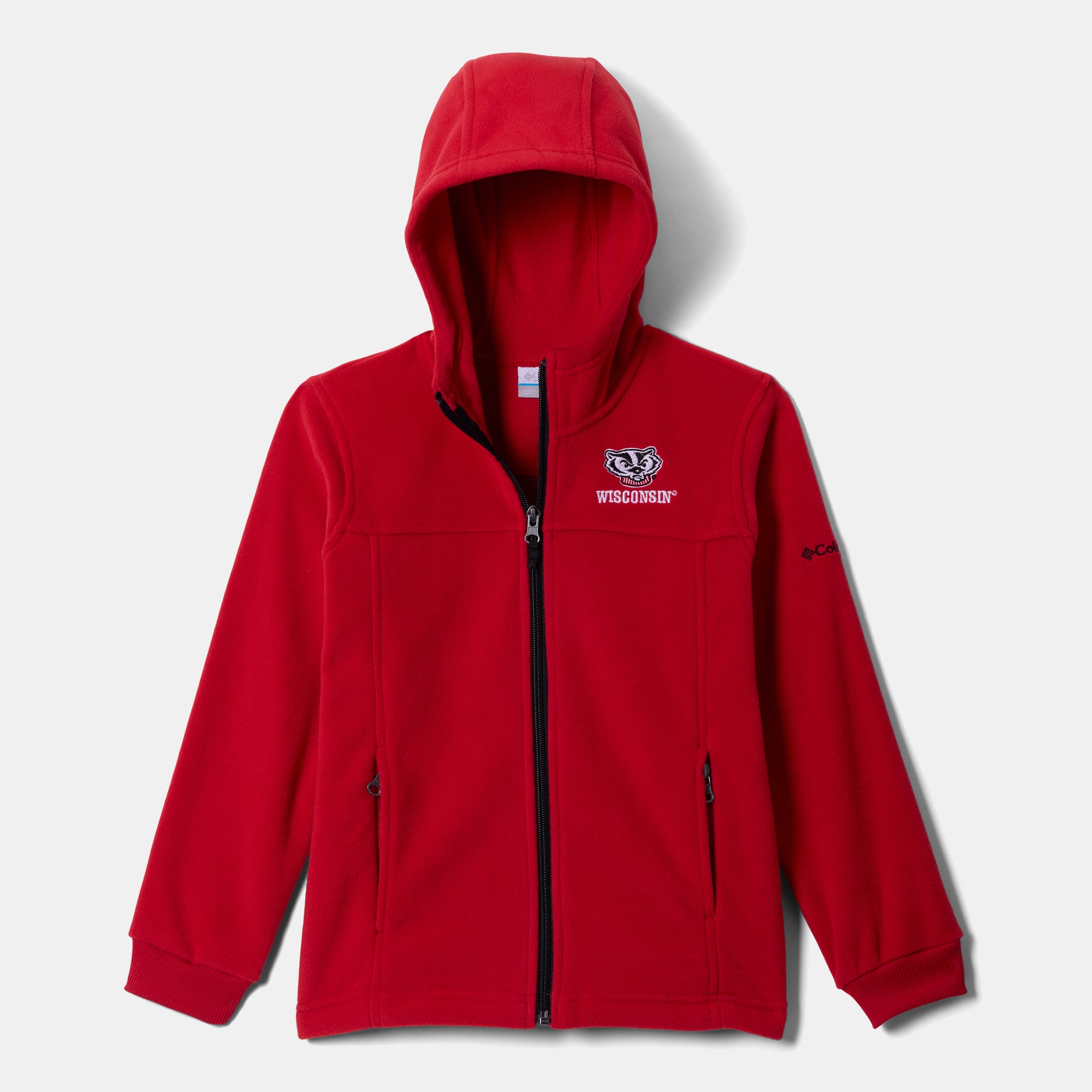 Sweat à capuche zippé en polaire Columbia rouge Wisconsin Badgers pour jeunes