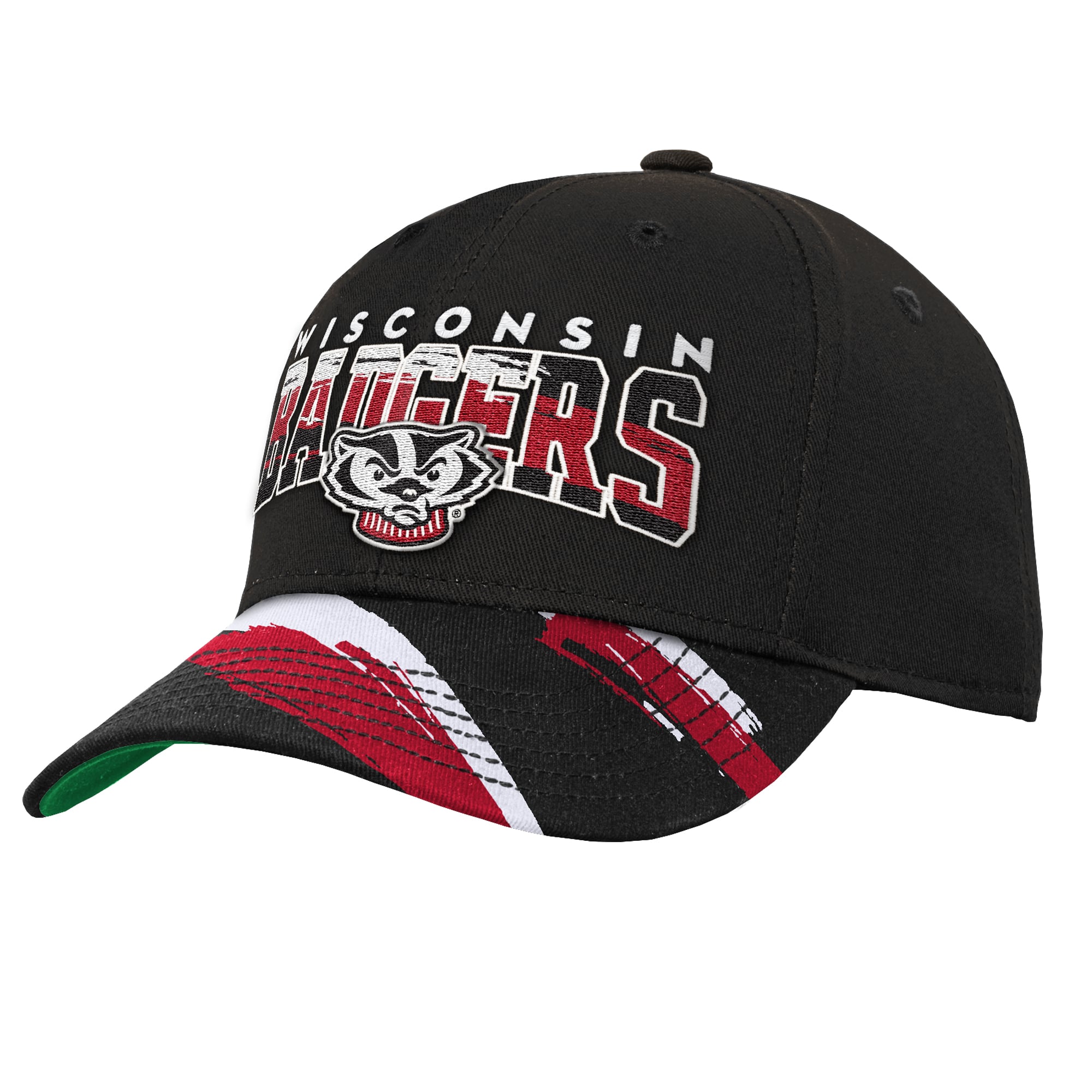 Casquette ajustable Mitchell & Ness Black Wisconsin Badgers Mascot Streaks Pro Crown pour enfant