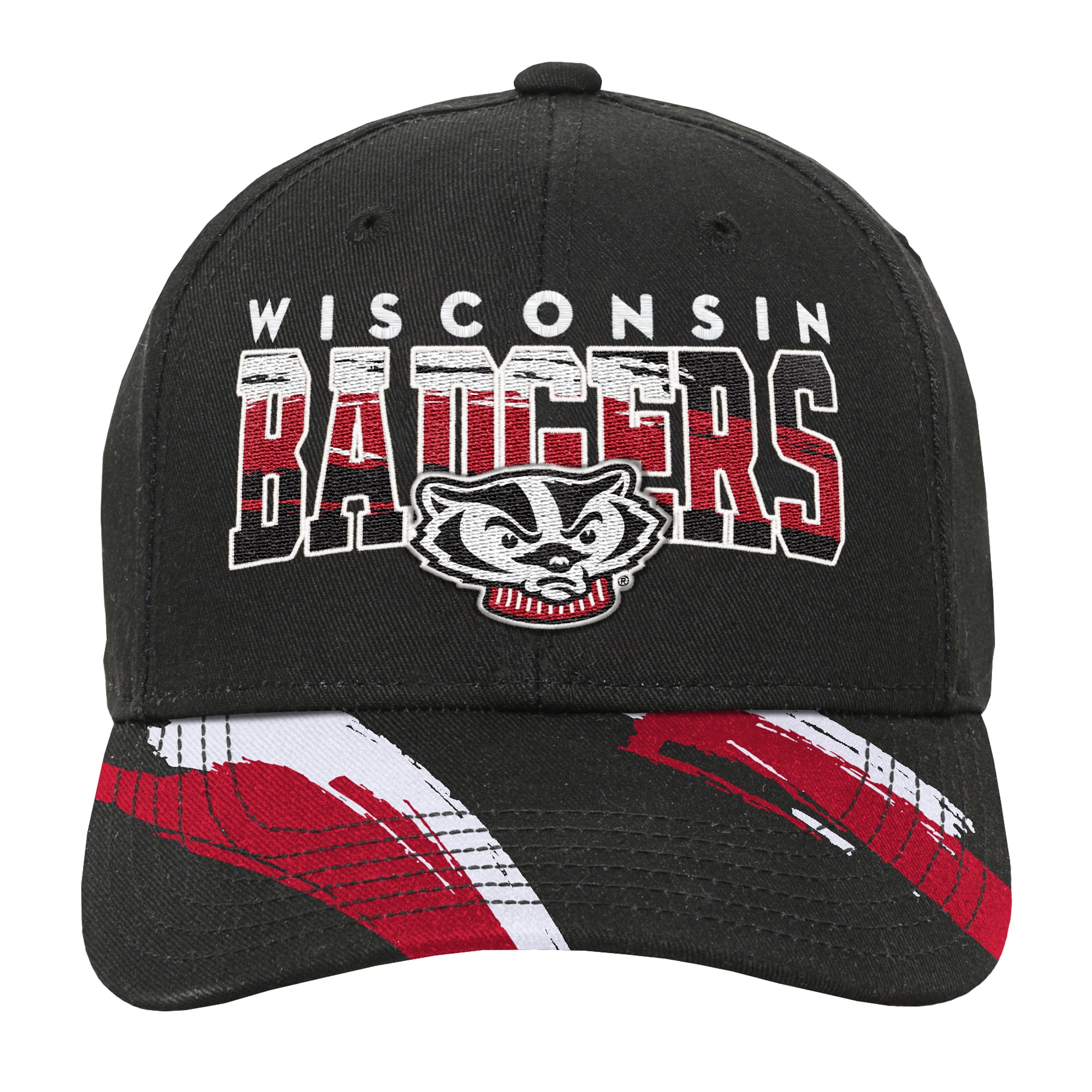 Casquette ajustable Mitchell & Ness Black Wisconsin Badgers Mascot Streaks Pro Crown pour enfant