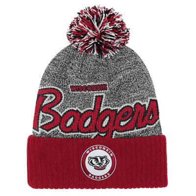 Wisconsin Badgers Mitchell & Ness Mascot Cuffed Knit Hat with Pom - Red
