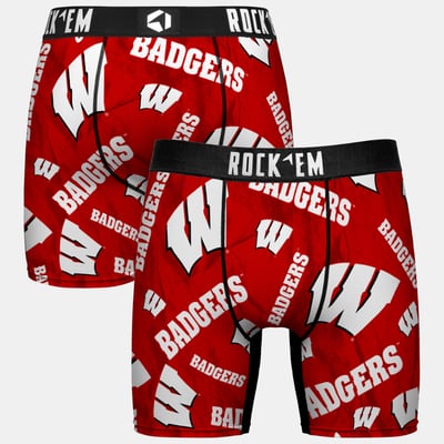  Wisconsin Badgers Rock Em Youth All Over Logo Boxer Briefs - Red