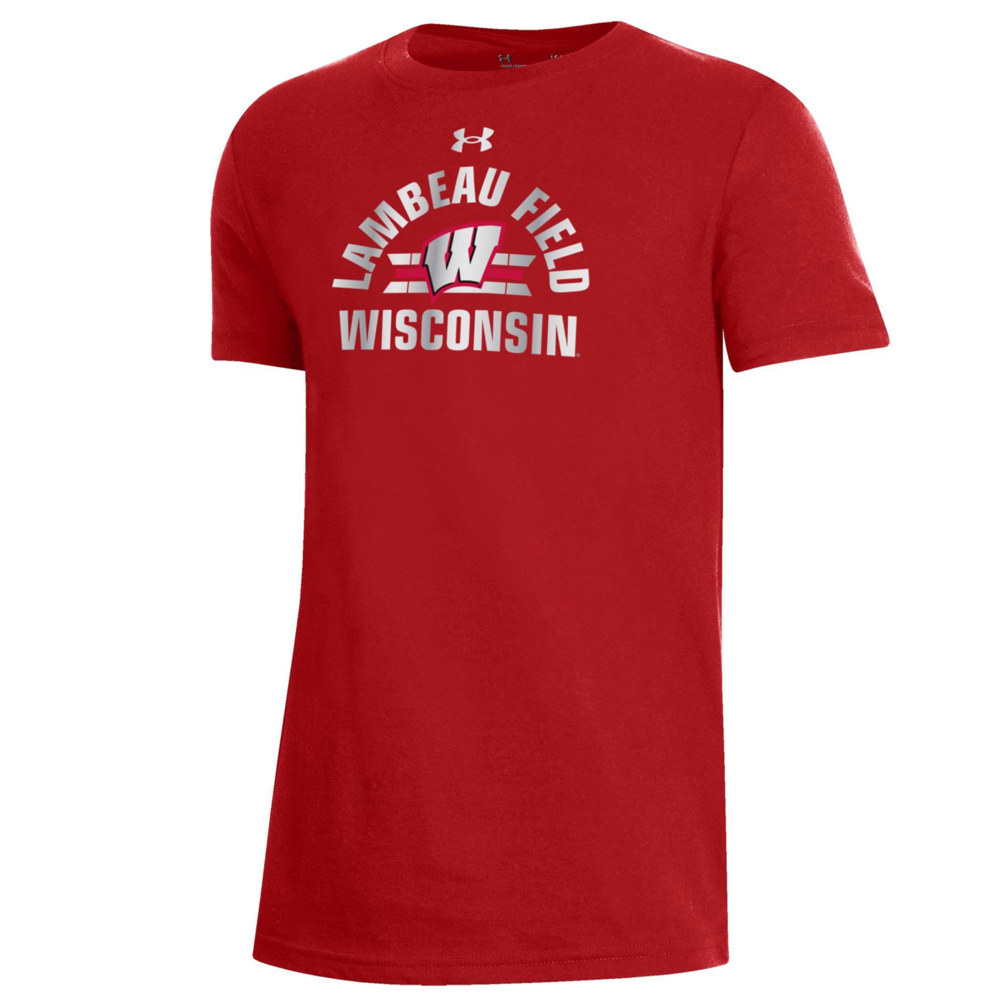 Youth Under Armour Red Wisconsin Badgers 2026 Lambeau Field Collection Arched Performance T-Shirt
