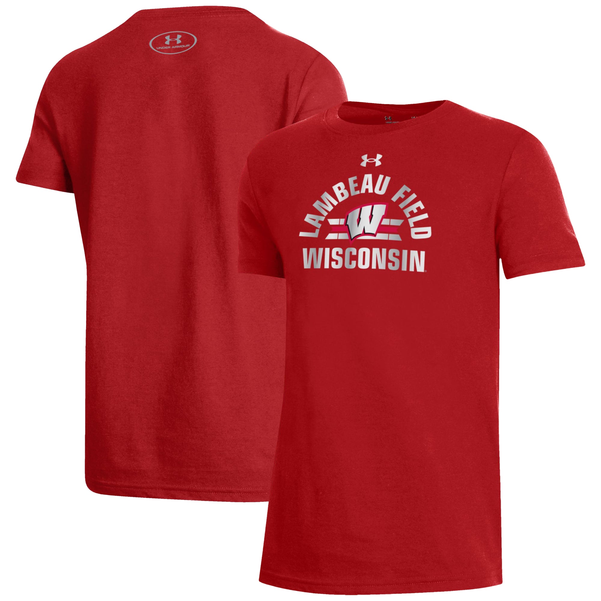 Youth Under Armour Red Wisconsin Badgers 2026 Lambeau Field Collection Arched Performance T-Shirt