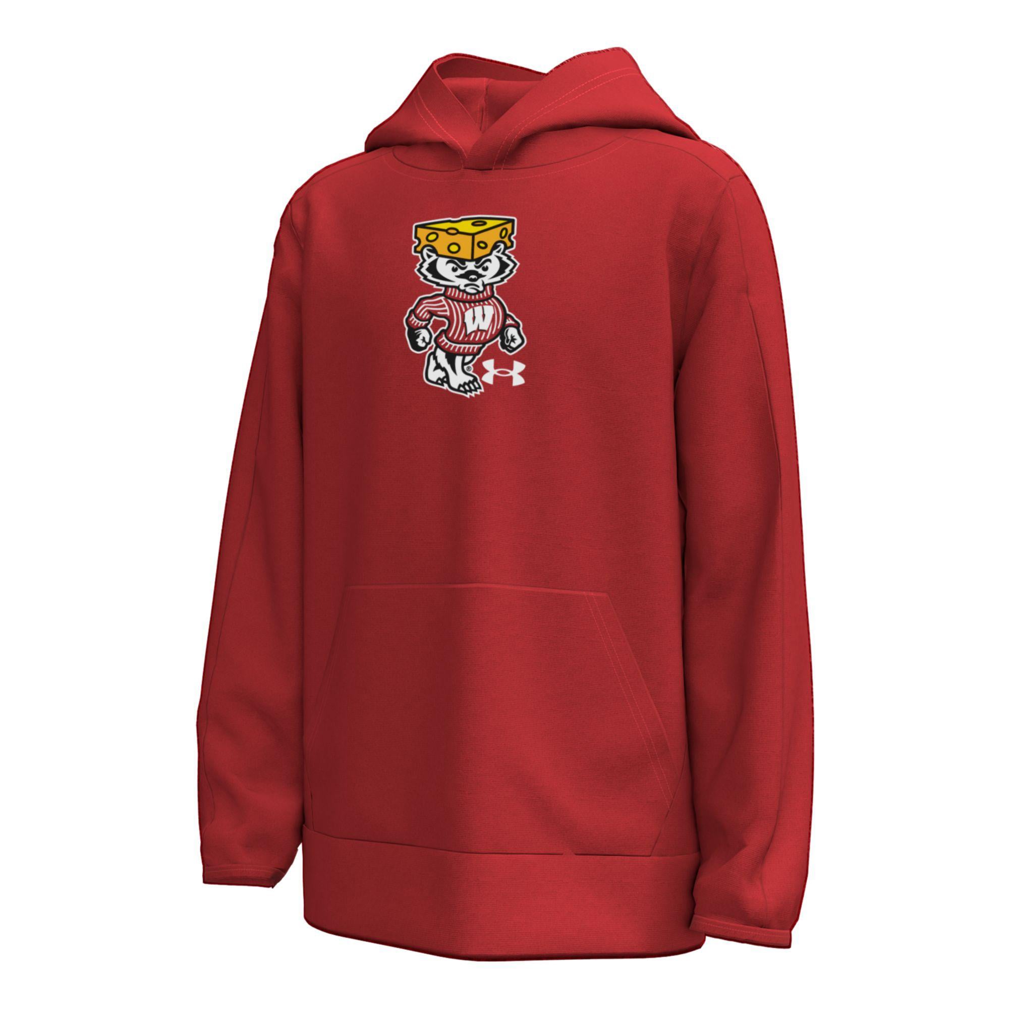 Youth Under Armour Red Wisconsin Badgers 2026 Lambeau Field Collection Bucky Cheesehead Fleece Hoodie
