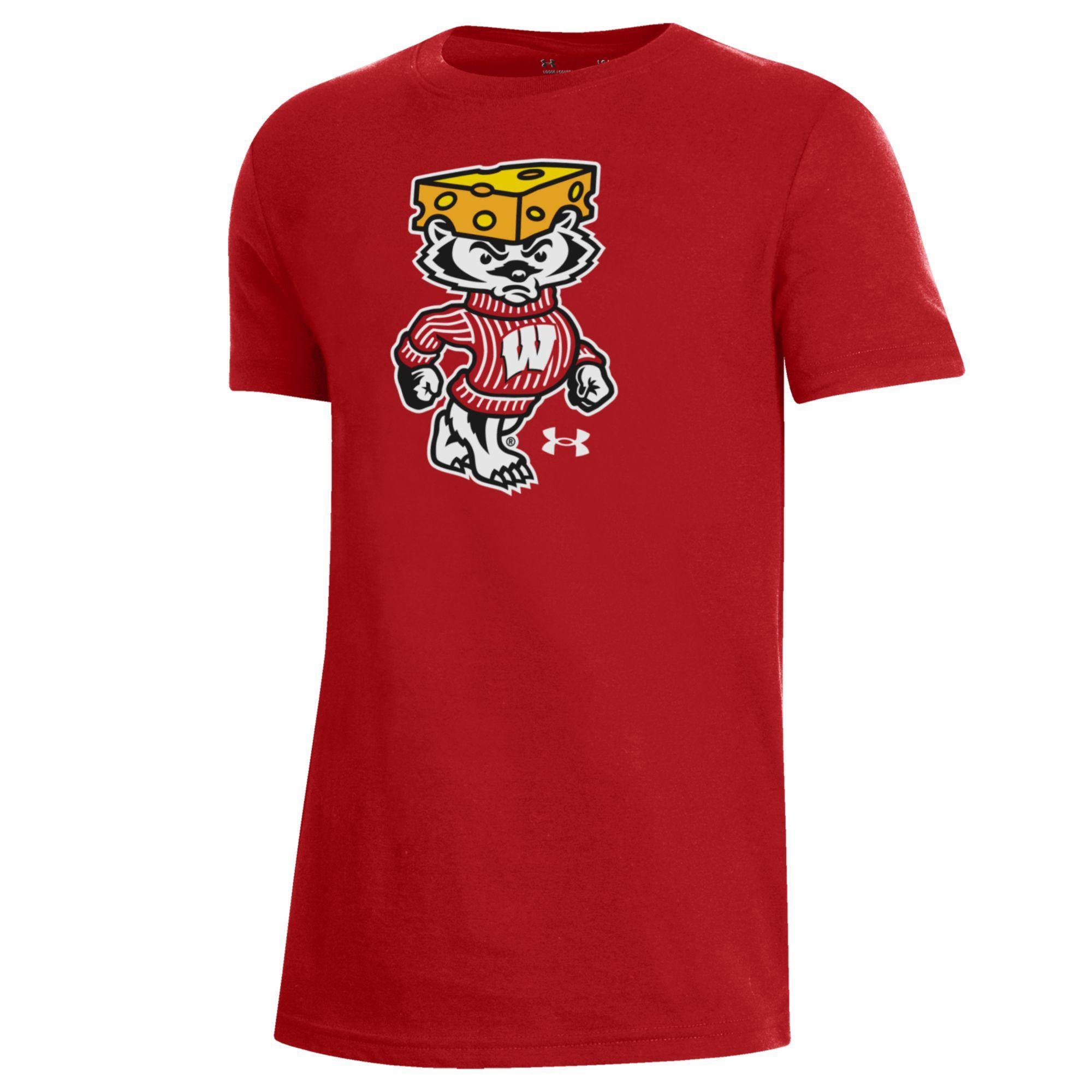 Youth Under Armour Red Wisconsin Badgers 2026 Lambeau Field Collection Bucky Cheesehead Performance T-Shirt