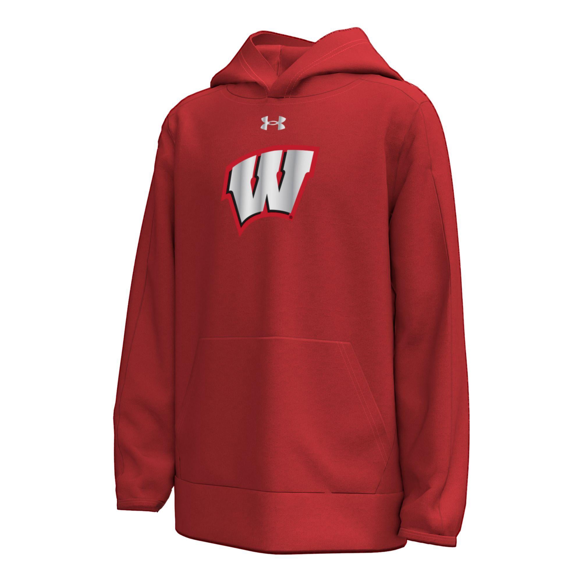 Youth Under Armour Red Wisconsin Badgers 2026 Lambeau Field Collection Metallic Logo Fleece Hoodie