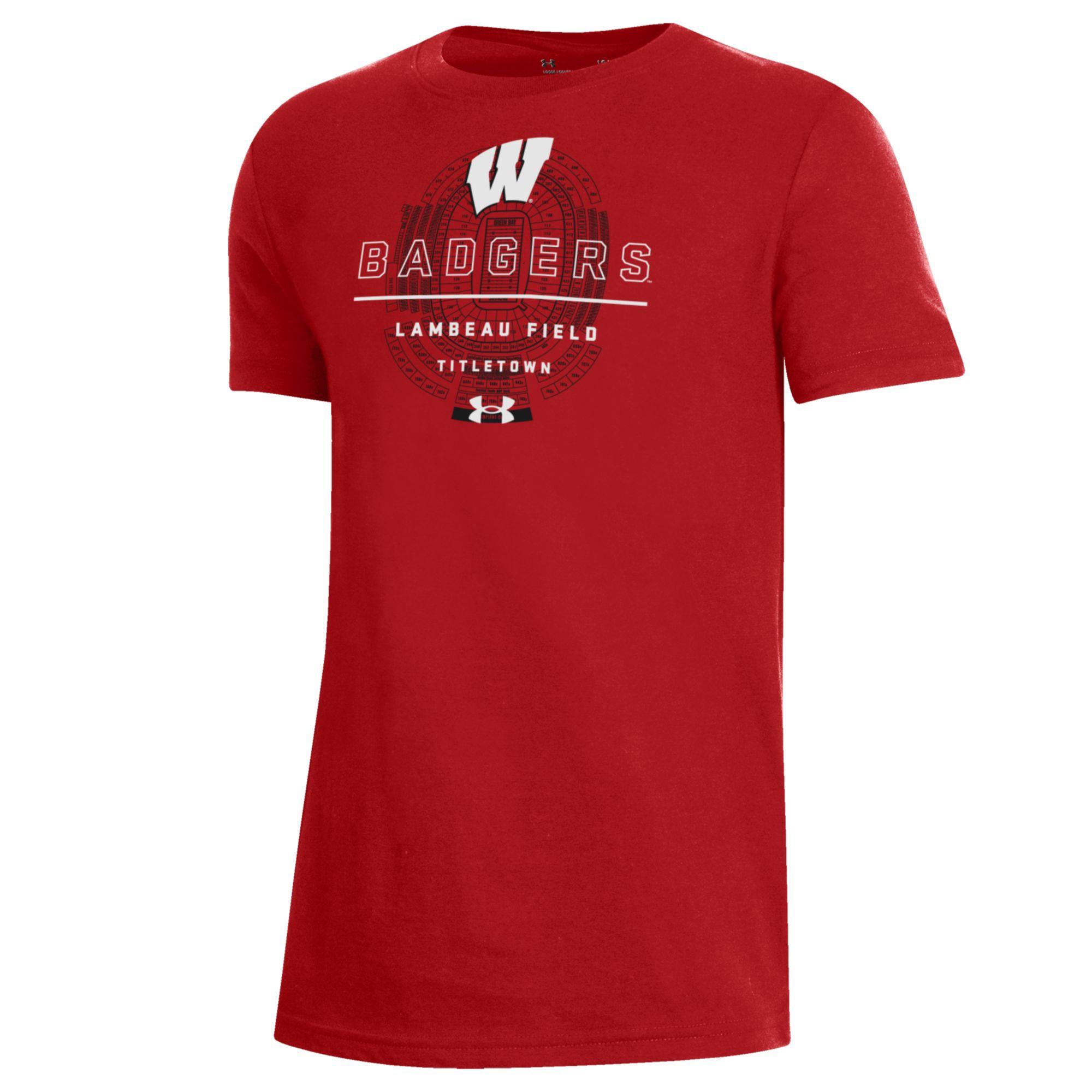 Youth Under Armour Red Wisconsin Badgers 2026 Lambeau Field Collection Tonal Stadium Performance T-Shirt