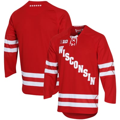 Wisconsin Badgers Under Armour Youth Replica Team Hockey Jersey - Red