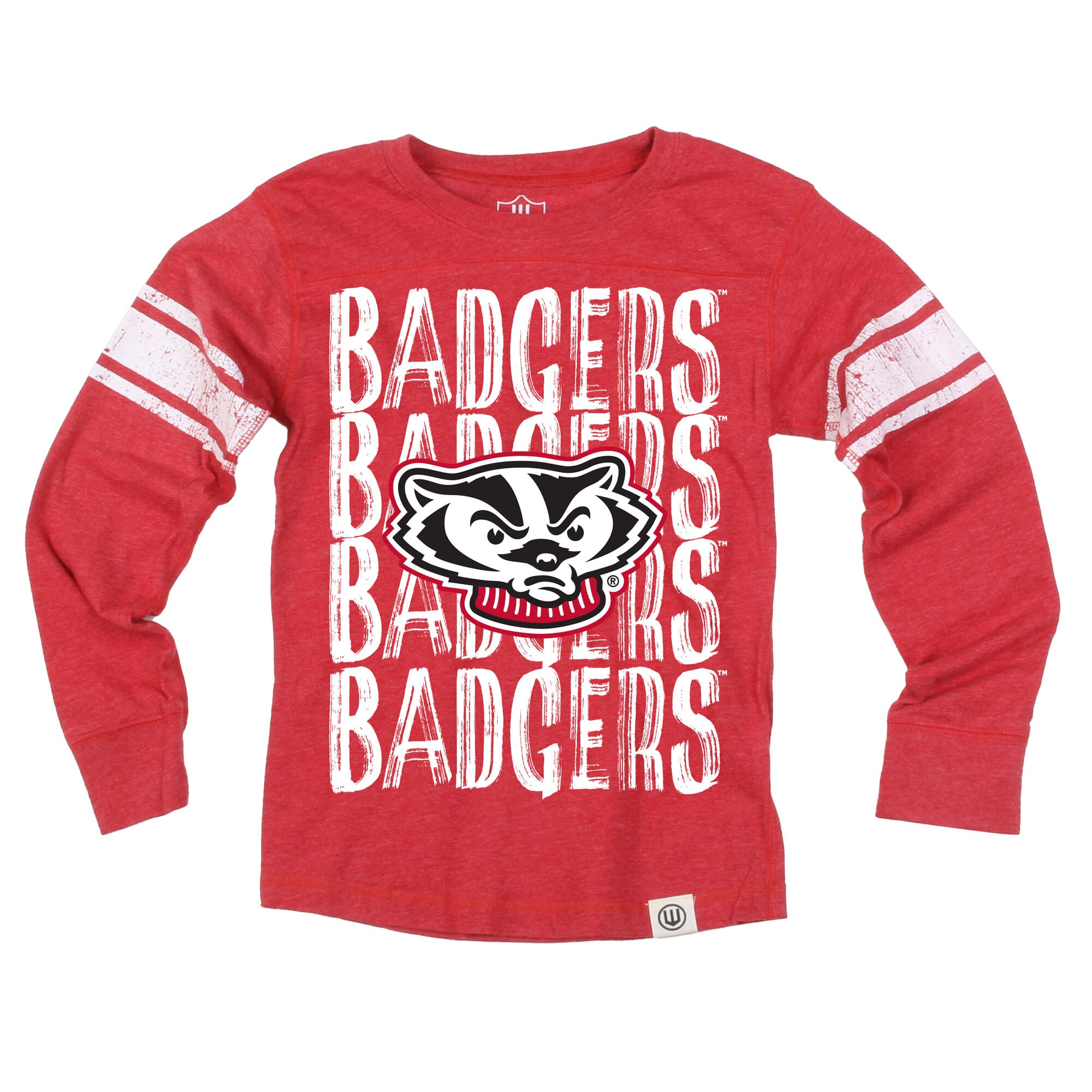 T-shirt de football à manches longues pour jeunes Wes & Willy Red Wisconsin Badgers
