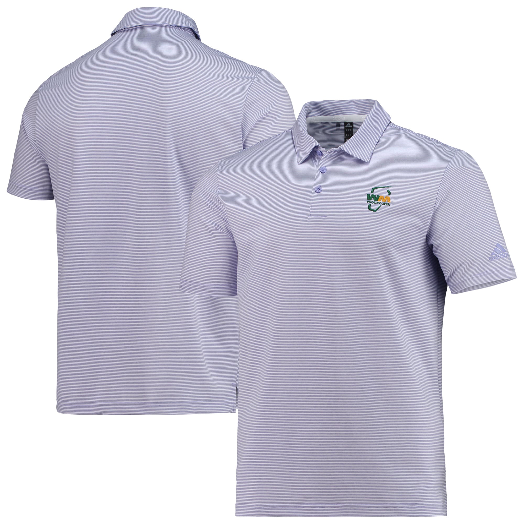 Men's adidas Purple WM Phoenix Open Pencil Stripe Polo