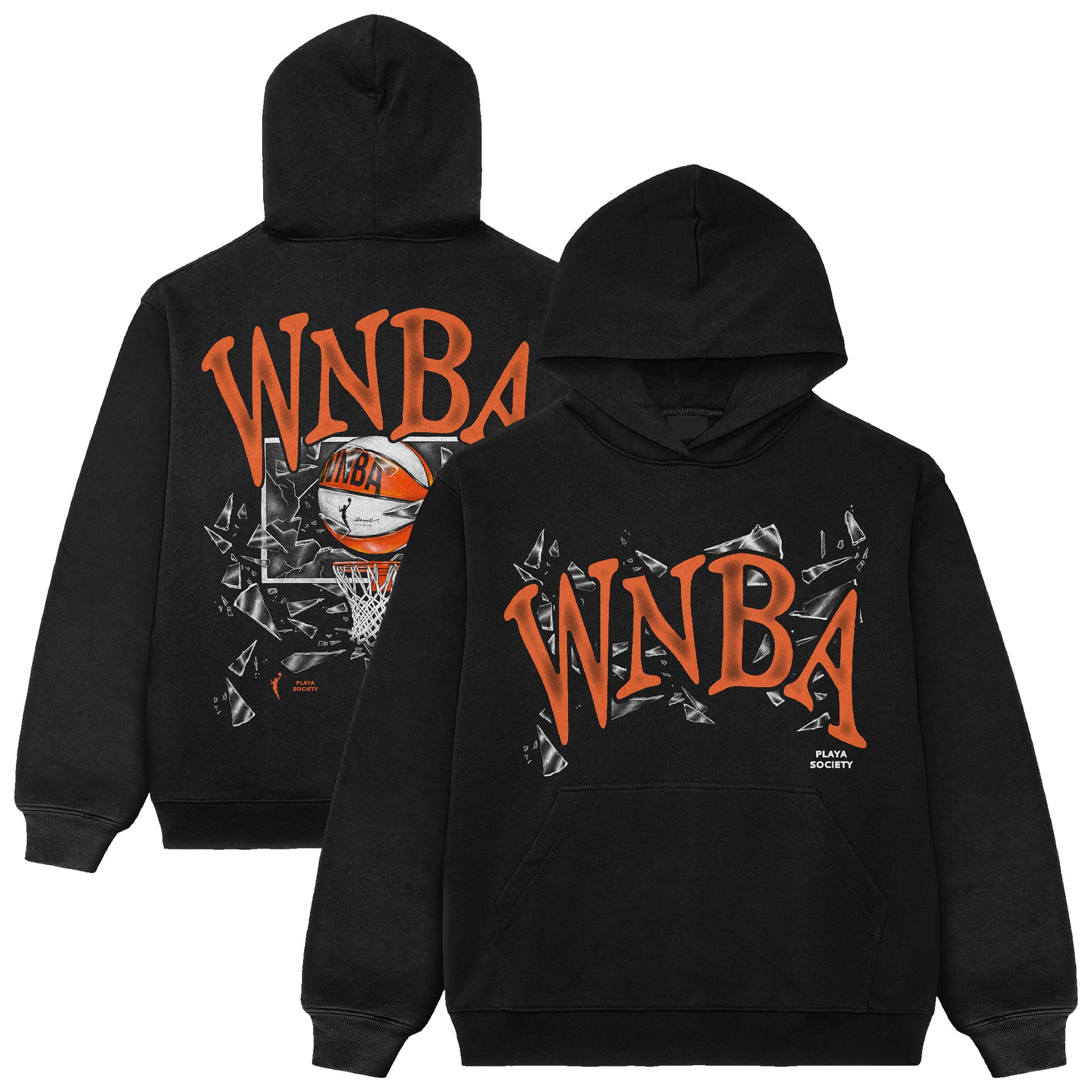 Sweat à capuche unisexe Playa Society noir WNBA Shattered Glass