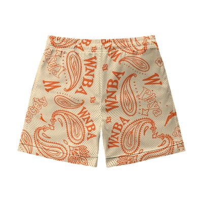  WNBA Playa Society Unisex Paisley Mesh Shorts - Oatmeal
