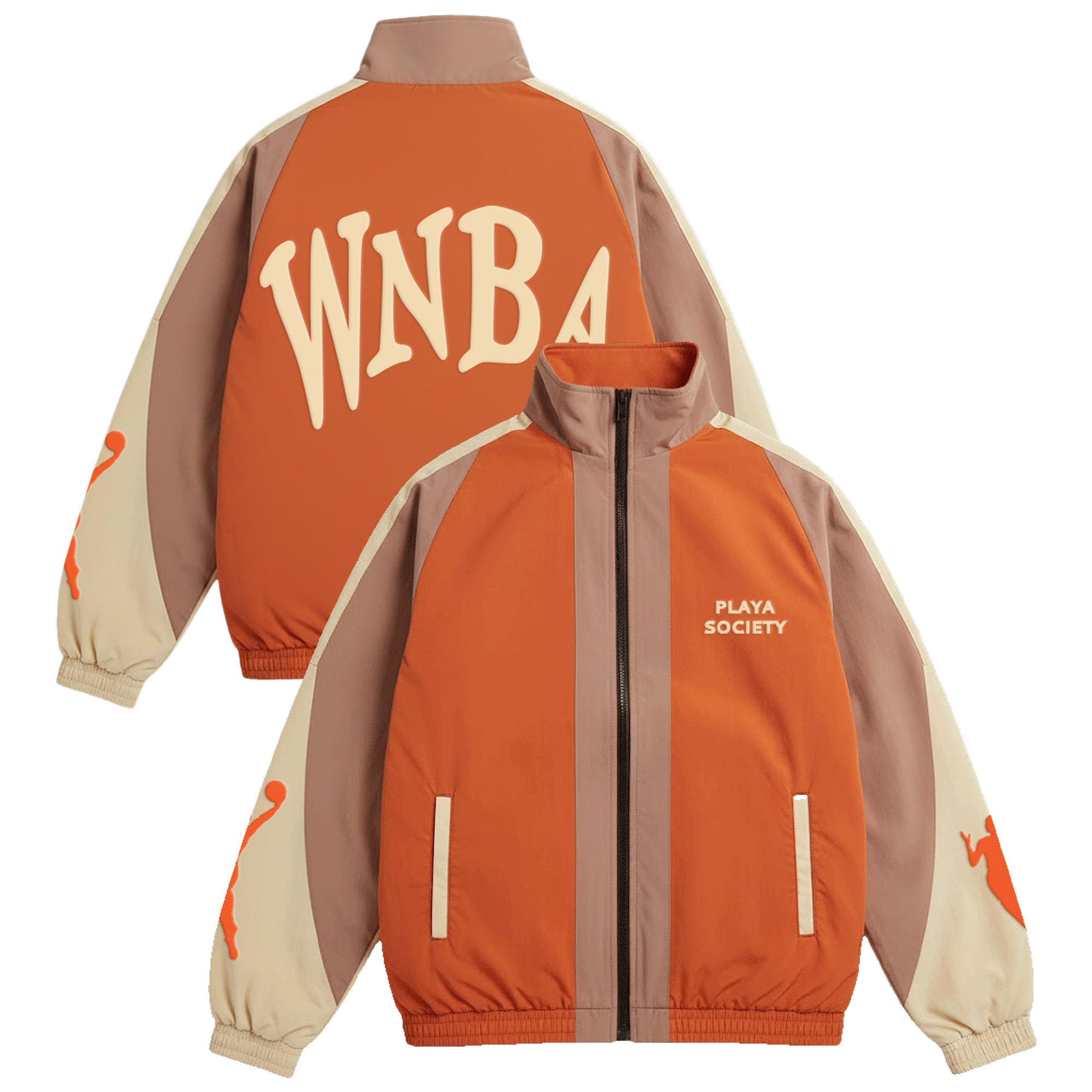 Veste de survêtement unisexe Playa Society orange WNBA à fermeture éclair intégrale