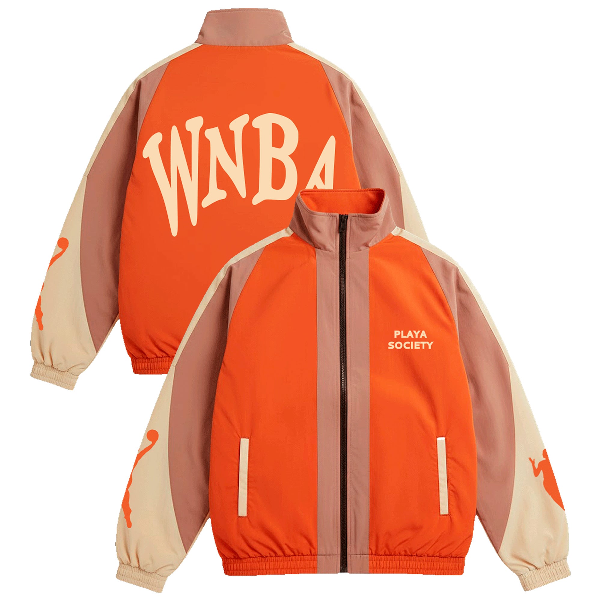 Veste de survêtement unisexe Playa Society orange WNBA à fermeture éclair intégrale