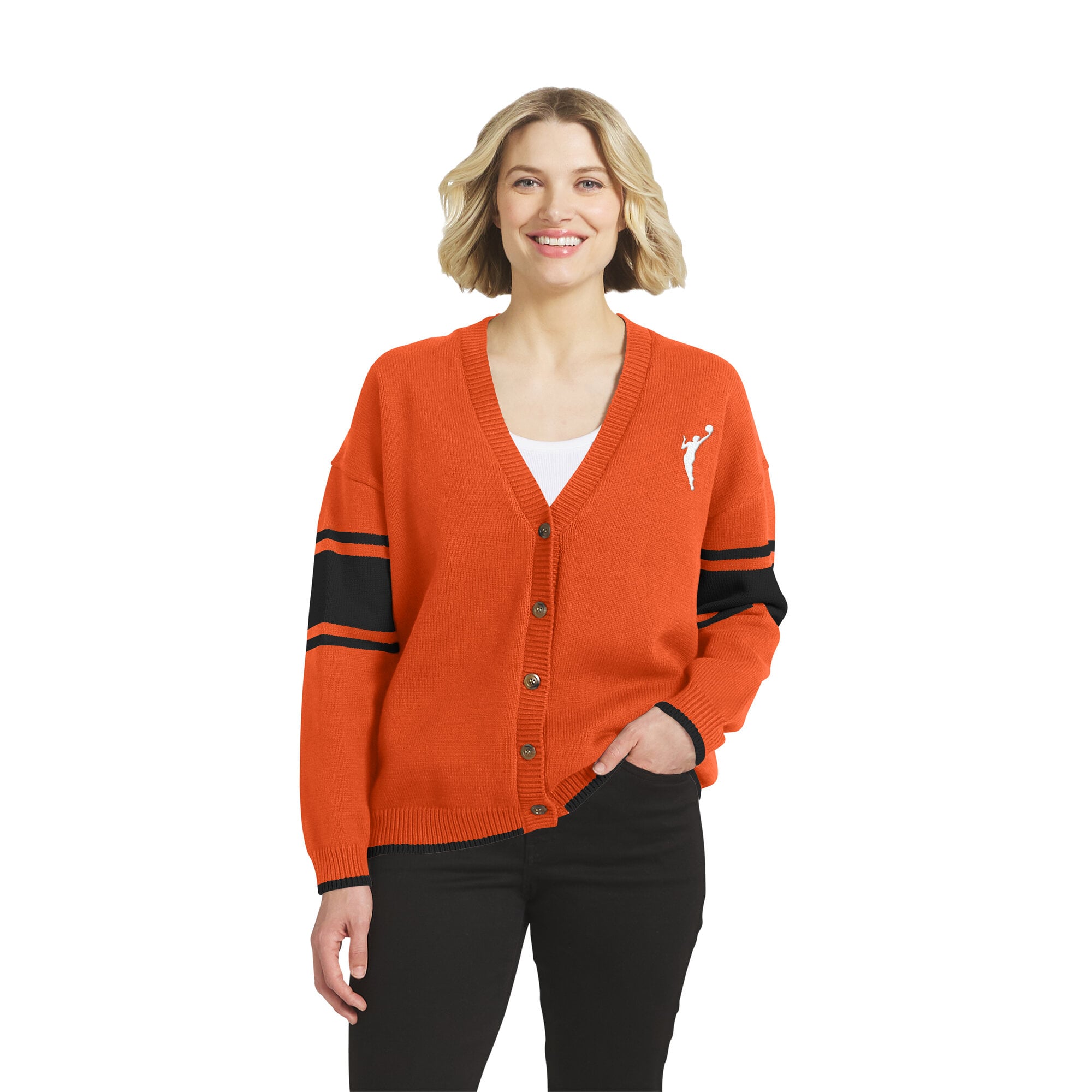 Gilet boutonné orange WNBA de la marque WEAR by Erin Andrews pour femme